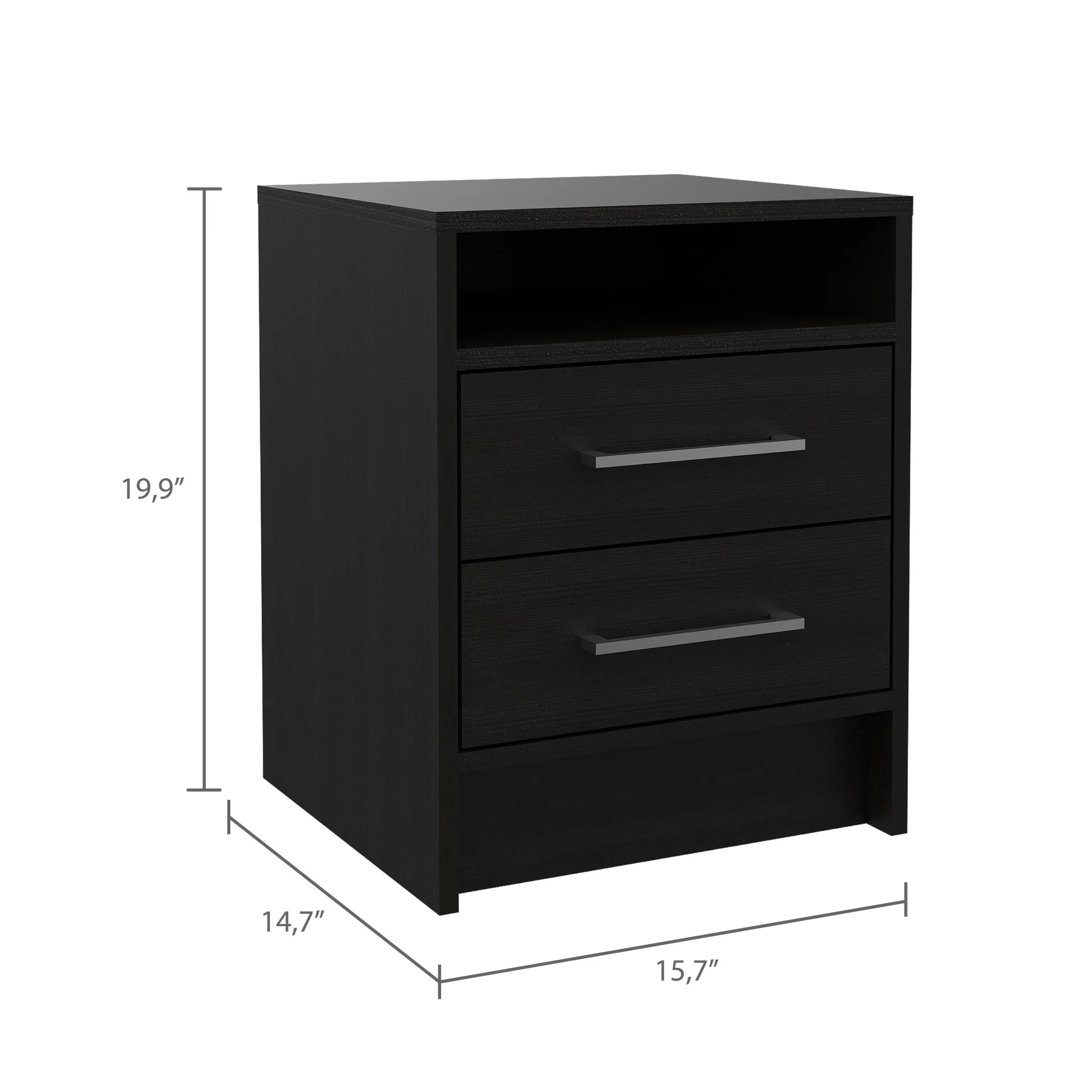 Light Grey Open Compartment Two Drawer Nightstand By Homeroots - Image 22