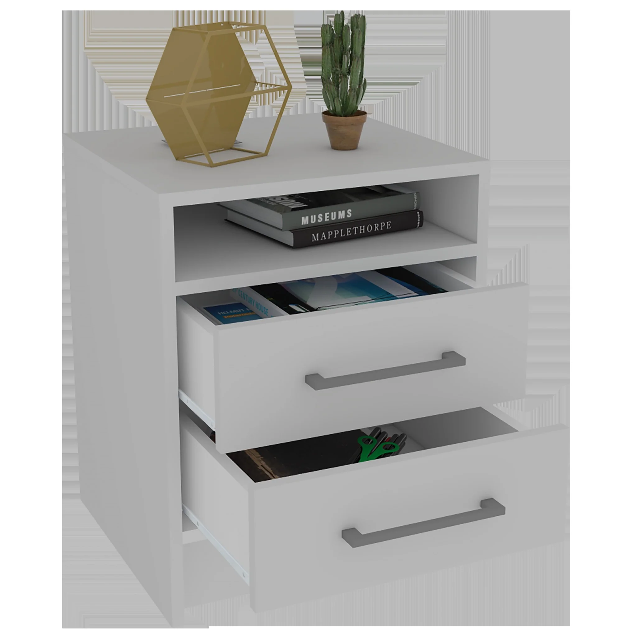 Light Grey Open Compartment Two Drawer Nightstand By Homeroots - Image 9