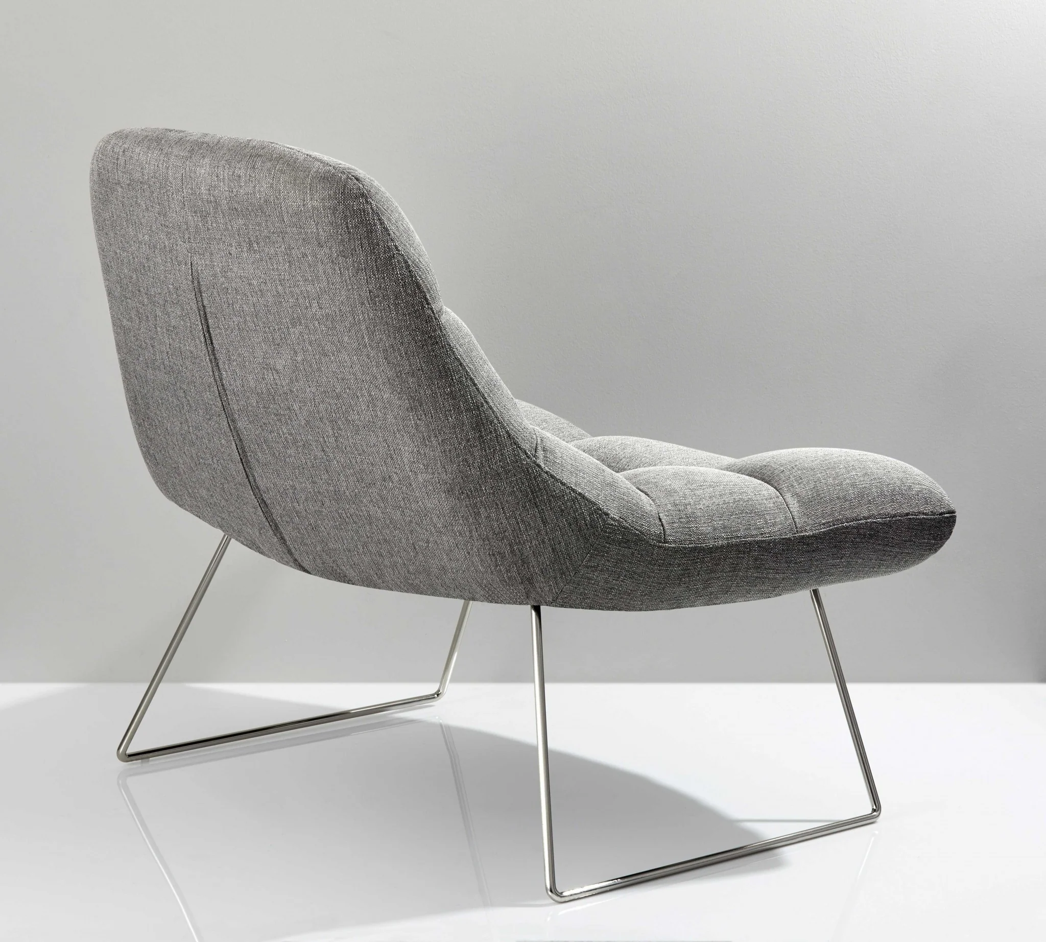 Light Grey Soft Textured Fabric and Brushed Steel Chair By Homeroots - 372931 - Image 2