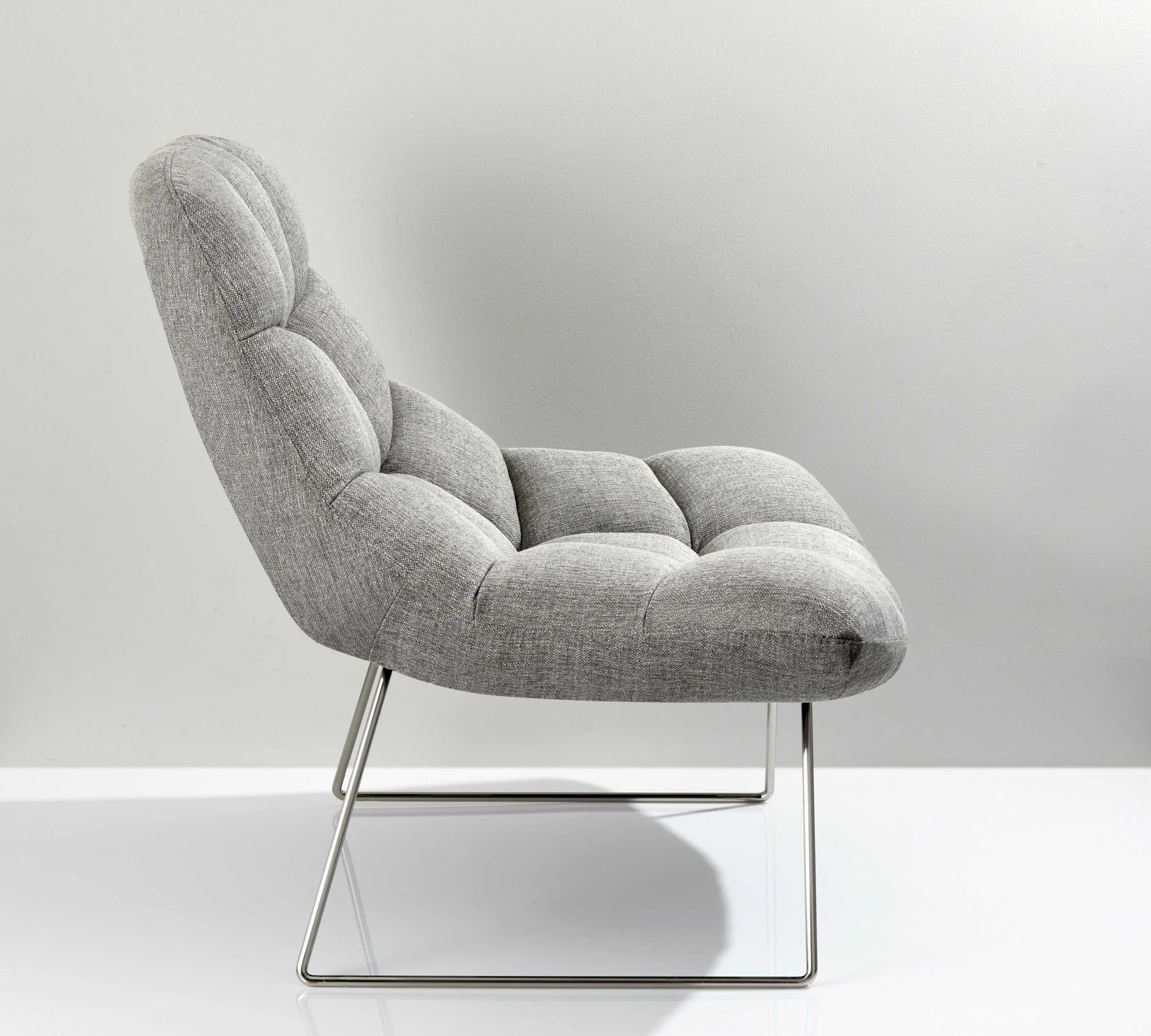 Light Grey Soft Textured Fabric and Brushed Steel Chair By Homeroots - 372931 - Image 3