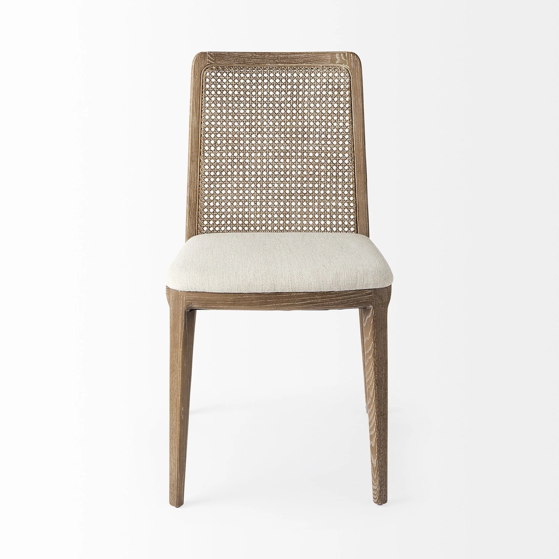Light Natural And Cream Uholstery And Cane Armless Dining Chair By Homeroots - Image 2