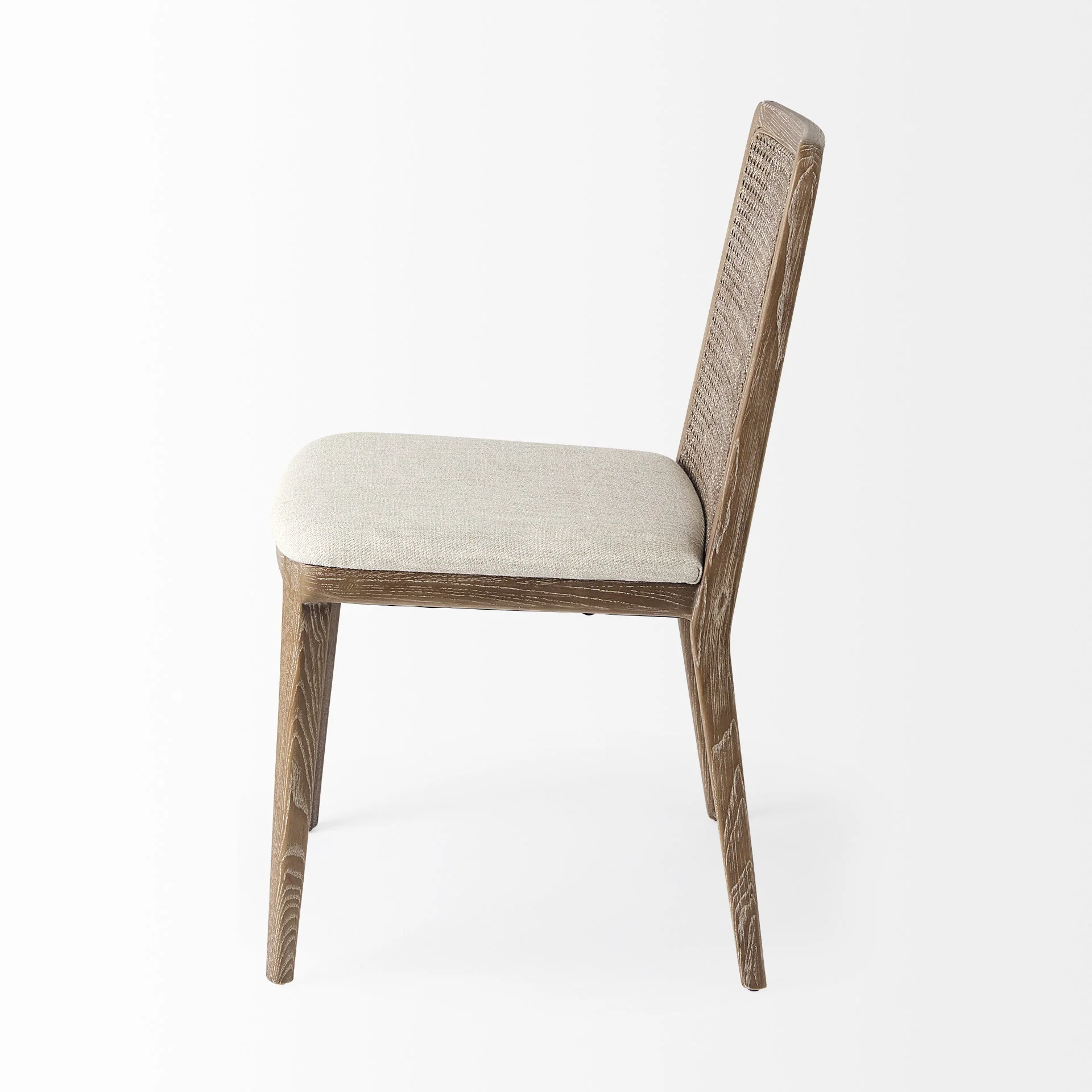 Light Natural And Cream Uholstery And Cane Armless Dining Chair By Homeroots - Image 3