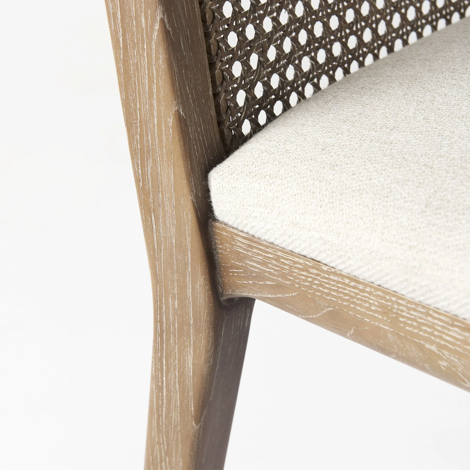 Light Natural And Cream Uholstery And Cane Armless Dining Chair By Homeroots - Image 8