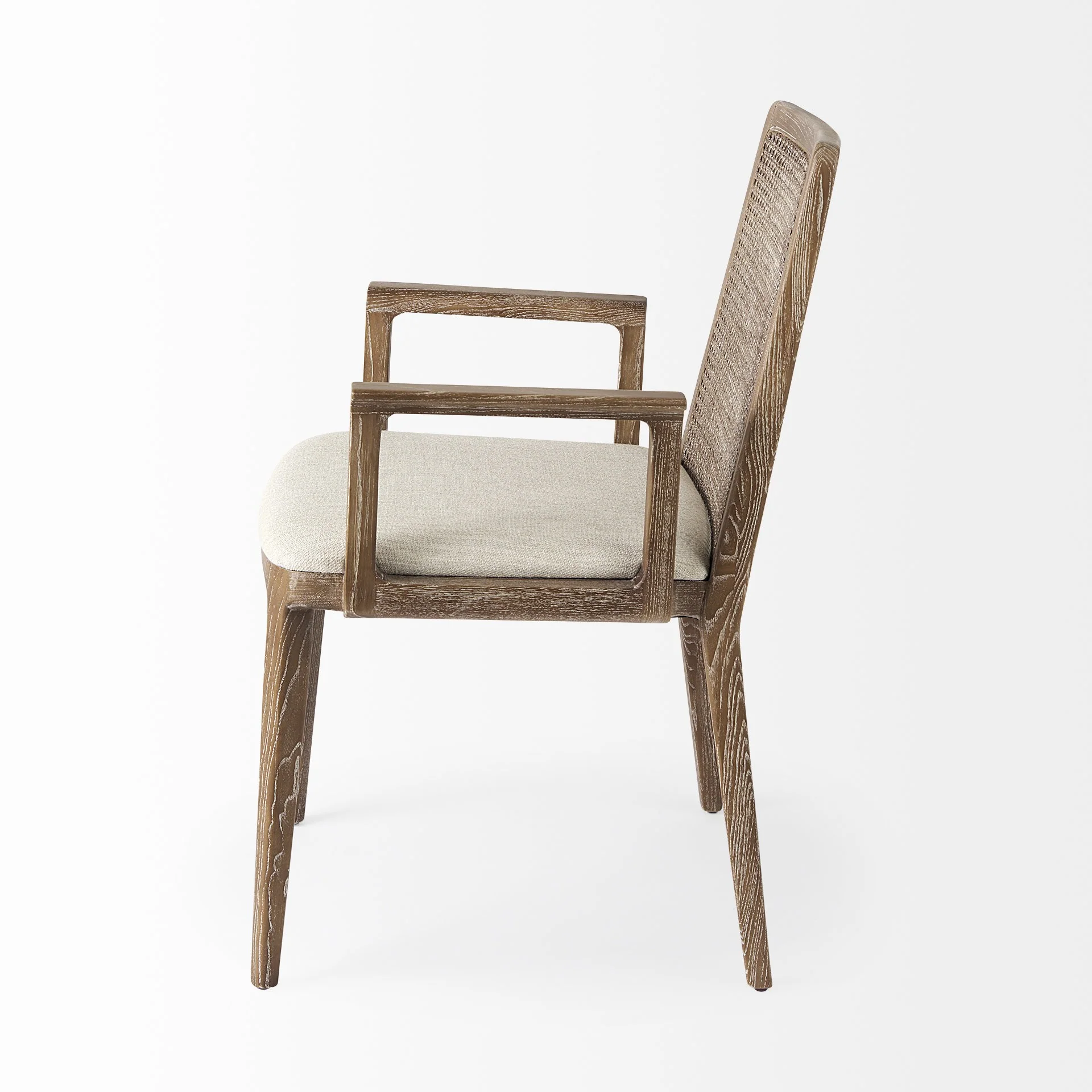 Light Natural And Cream Uholstery And Cane Dining Armchair By Homeroots - Image 3