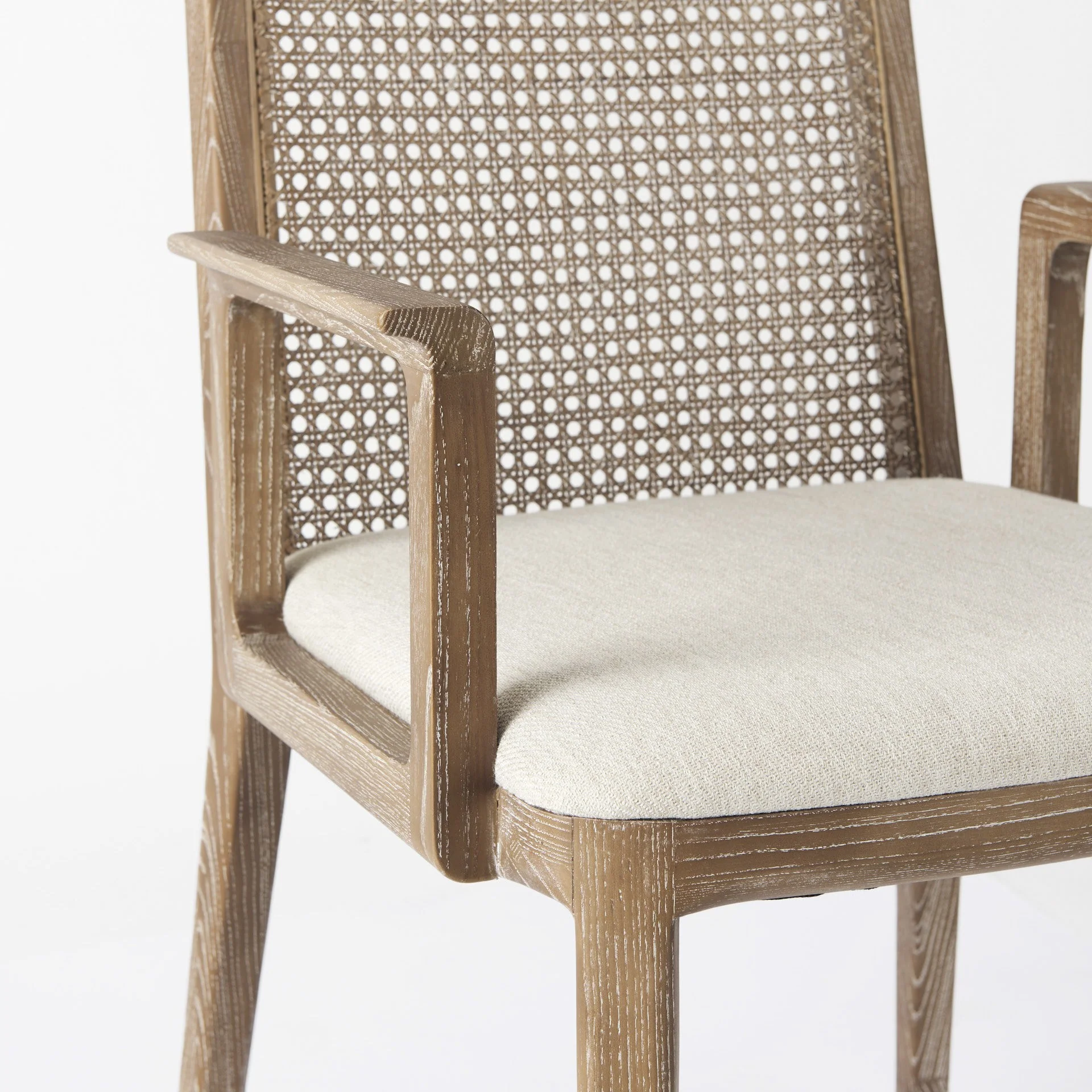 Light Natural And Cream Uholstery And Cane Dining Armchair By Homeroots - Image 6