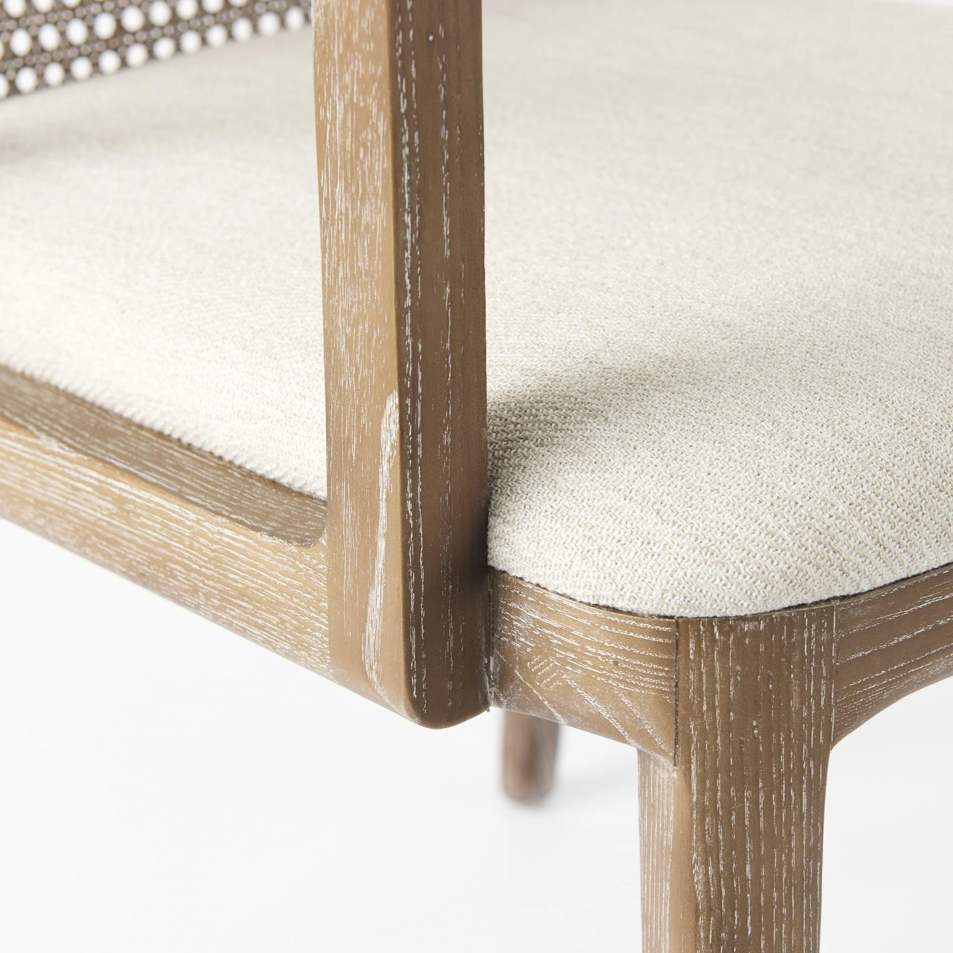 Light Natural And Cream Uholstery And Cane Dining Armchair By Homeroots - Image 7
