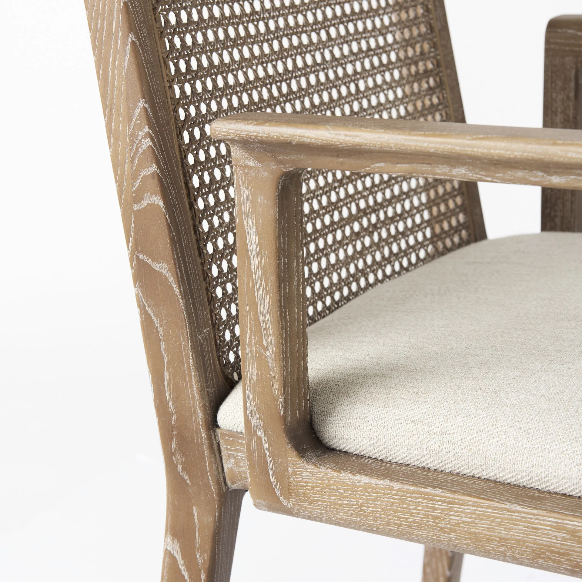 Light Natural And Cream Uholstery And Cane Dining Armchair By Homeroots - Image 8