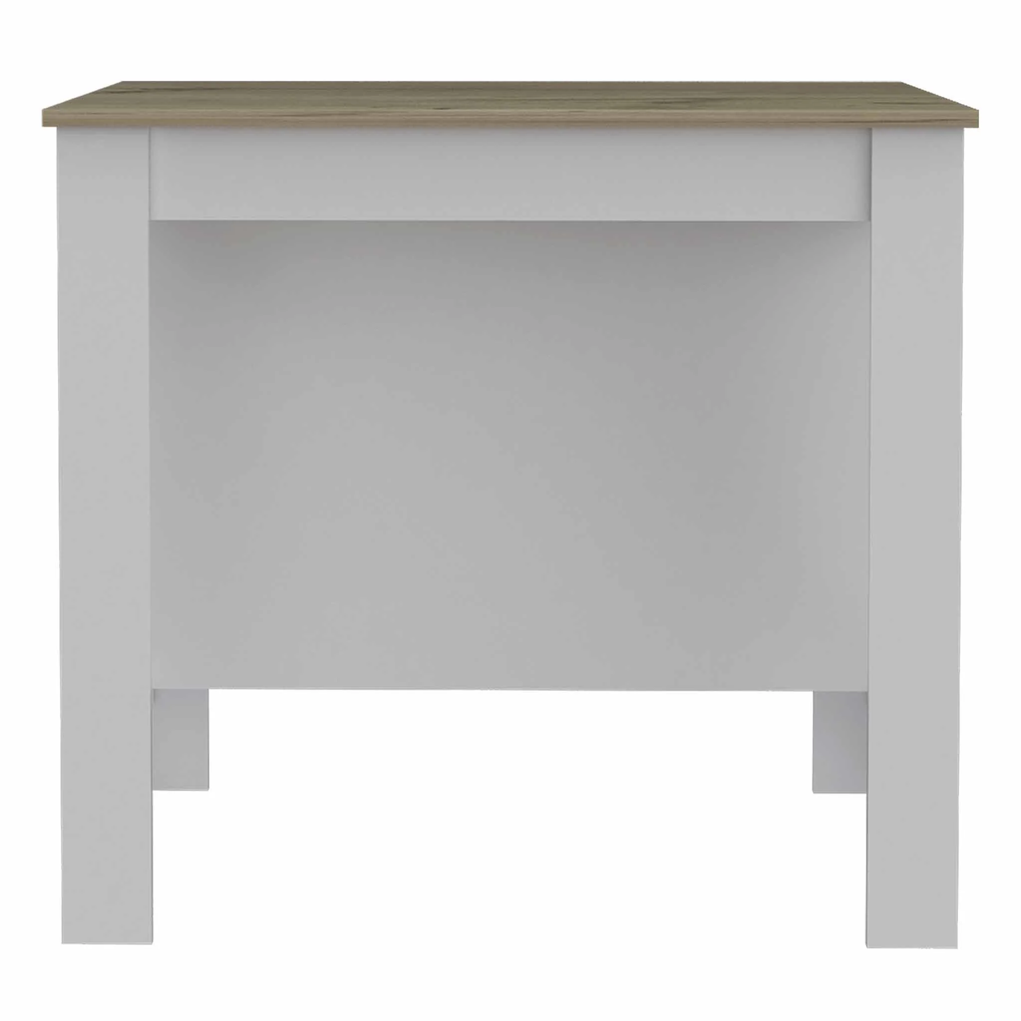 Light Oak and White Kitchen Island with Three Storage Shelves By Homeroots - Image 2