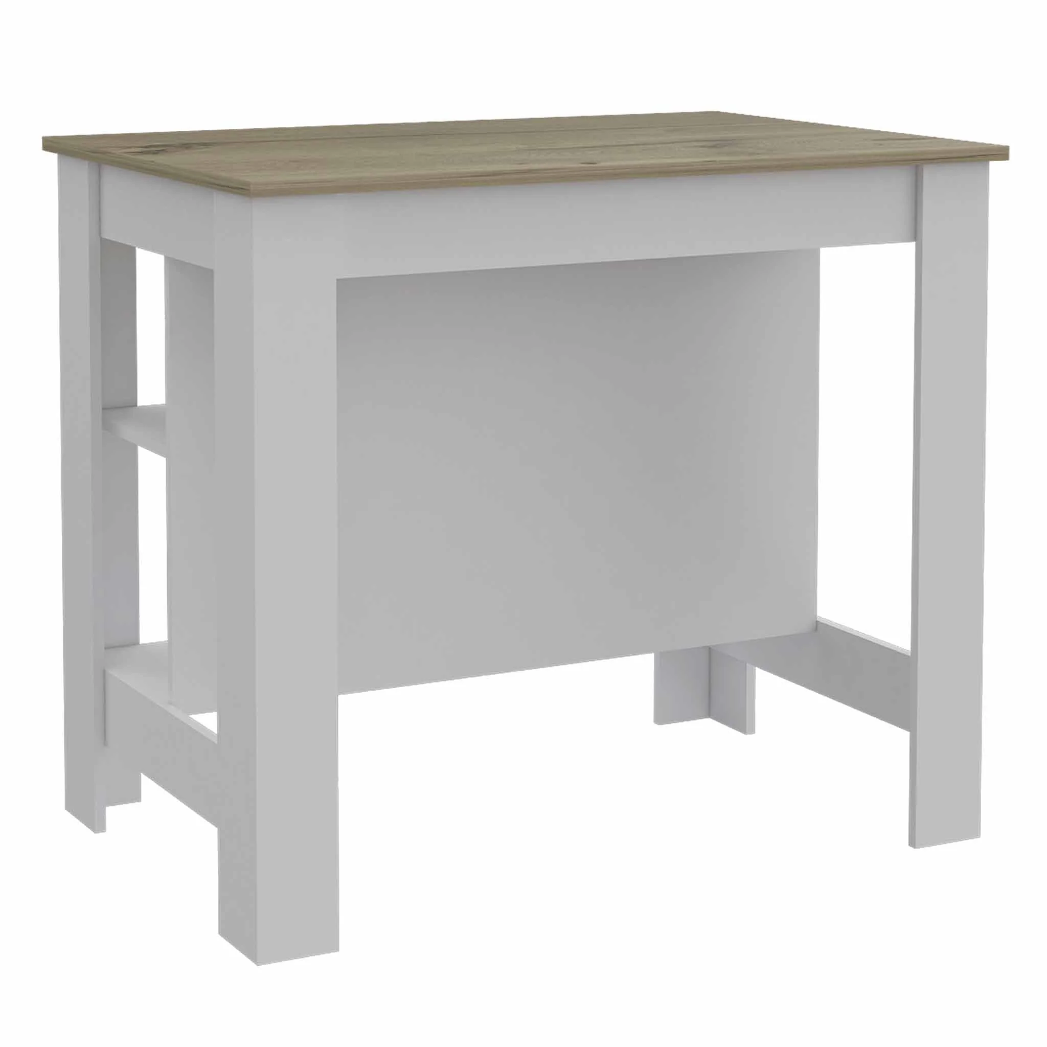 Light Oak and White Kitchen Island with Three Storage Shelves By Homeroots - Image 6