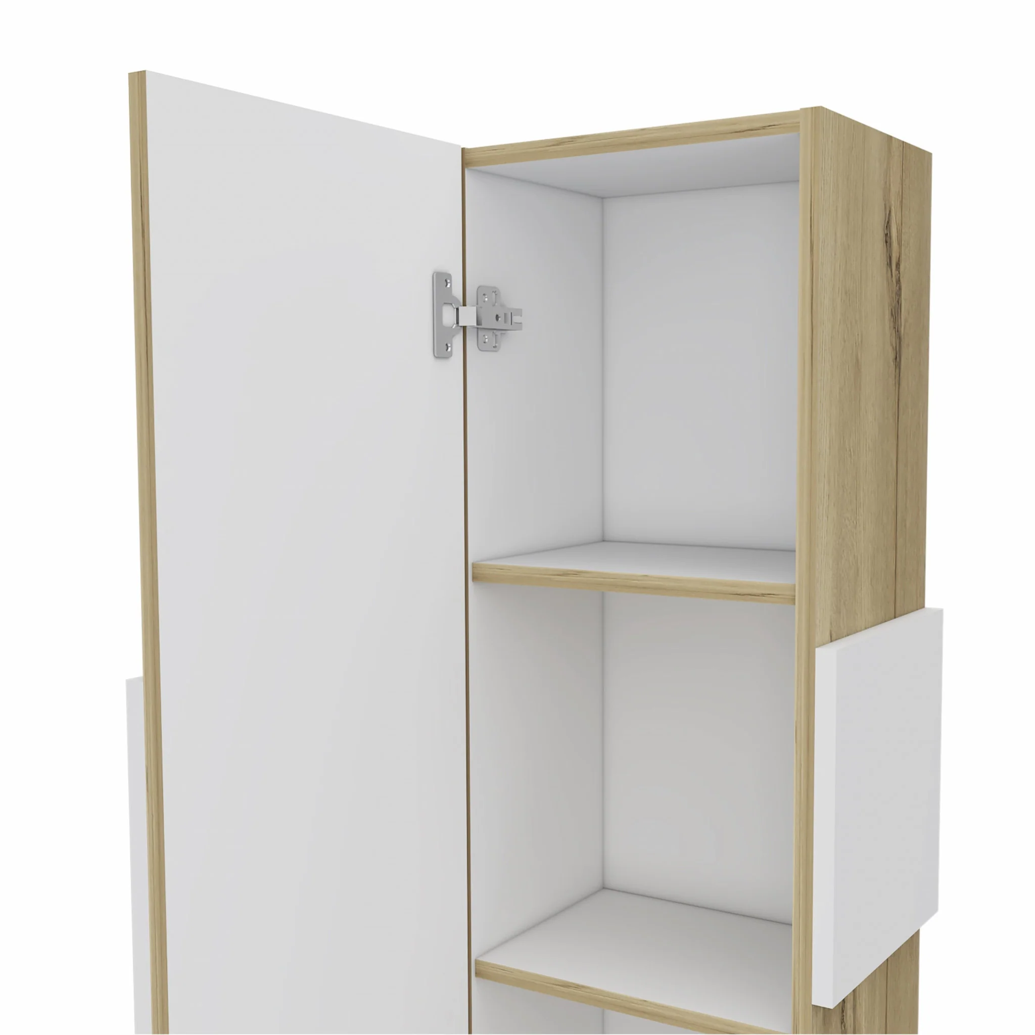 Light Oak and White Multi Purpose Vertical Hanging Cabinet By Homeroots - Image 6