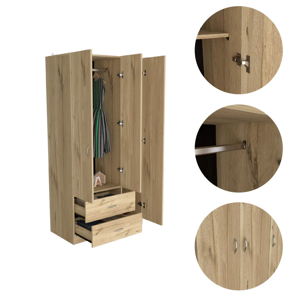 Light Oak Manufactured Wood Two Drawer Combo Dresser By Homeroots - Image 4