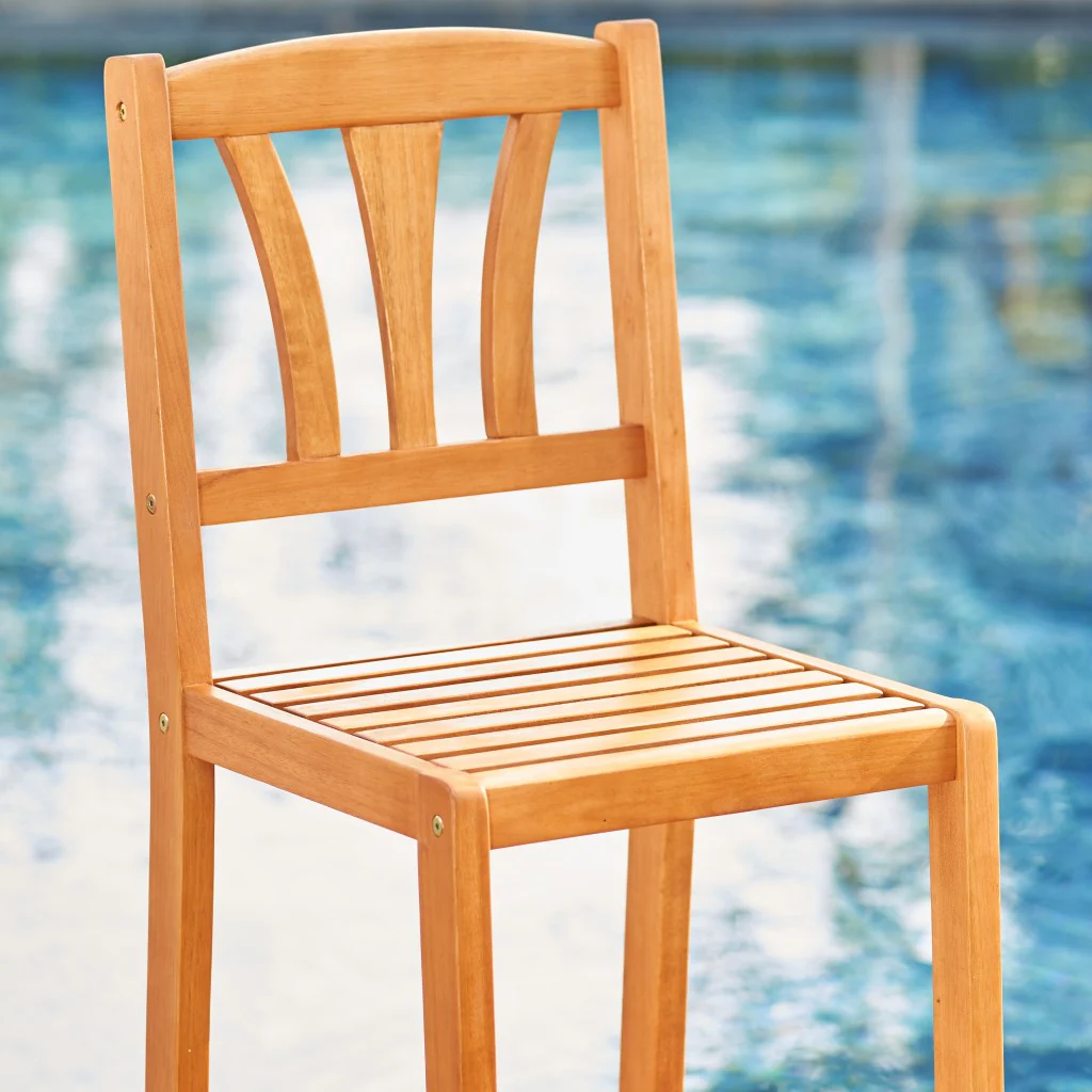 Light Wood Bar Chair By Homeroots - Image 3