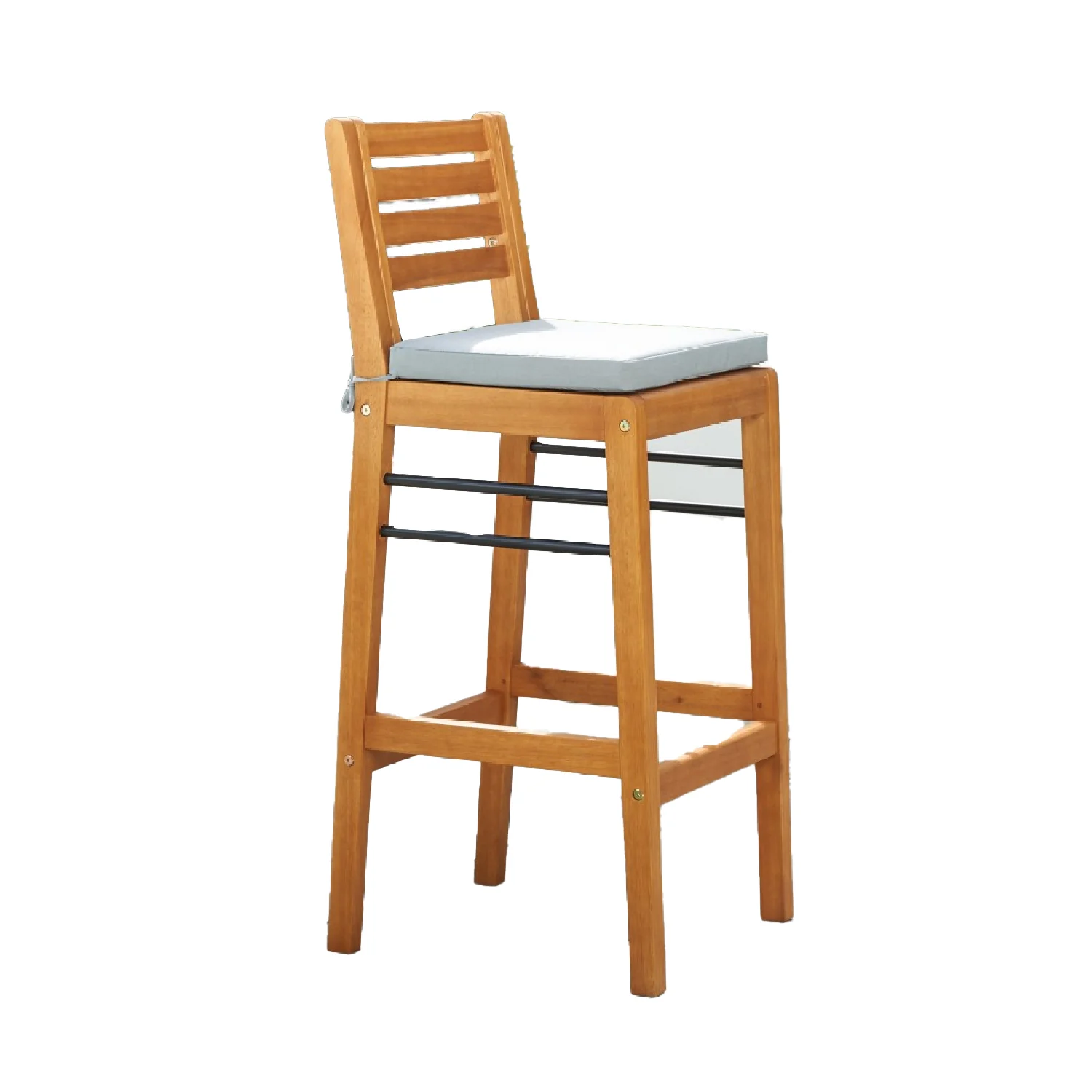 Light Wood Bar Chair with Metal Supports By Homeroots - Image 6