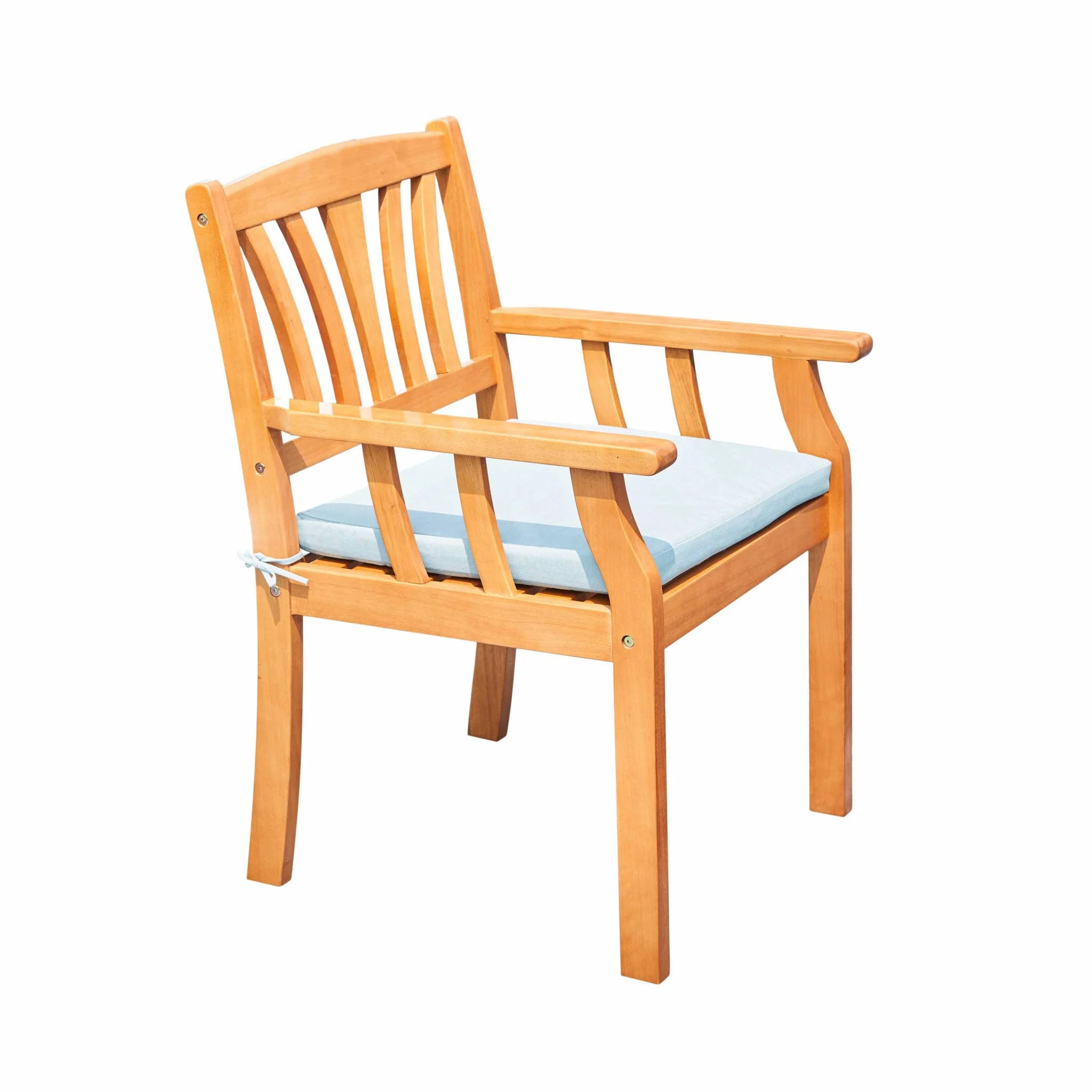 Light Wood Dining Armchair with Vertical Slats By Homeroots - Image 2