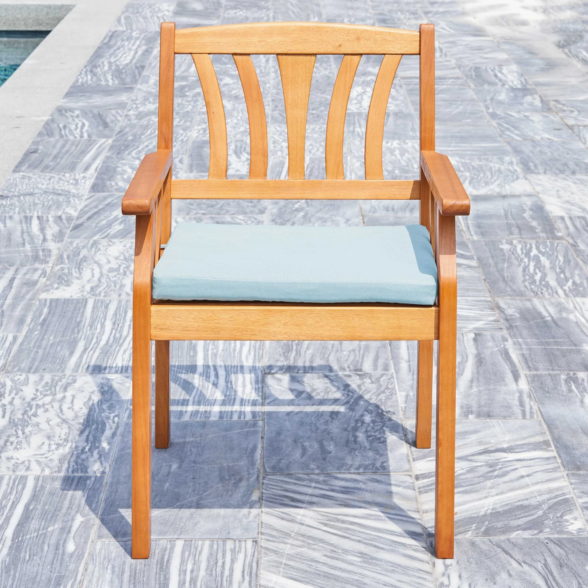 Light Wood Dining Armchair with Vertical Slats By Homeroots - Image 3