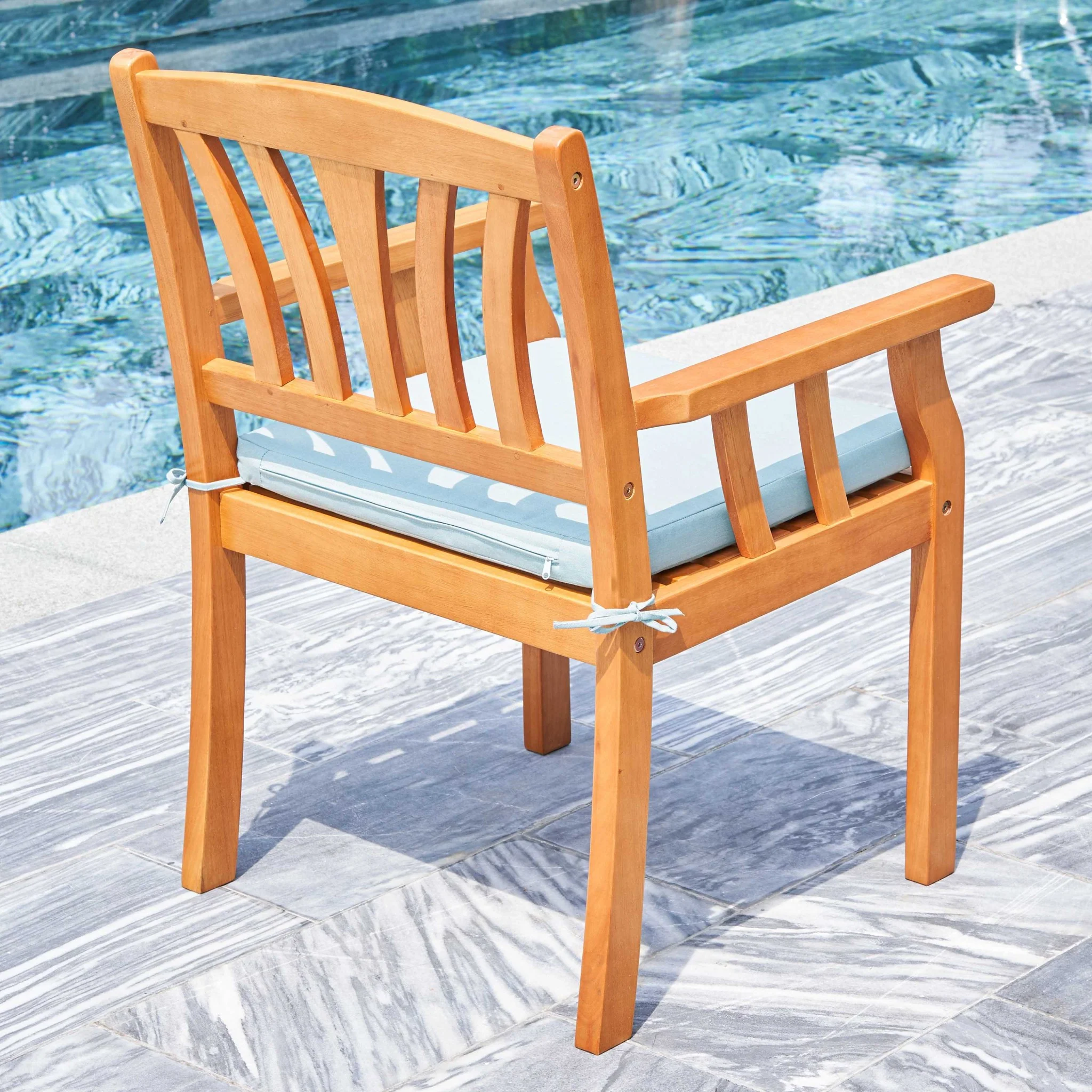 Light Wood Dining Armchair with Vertical Slats By Homeroots - Image 4