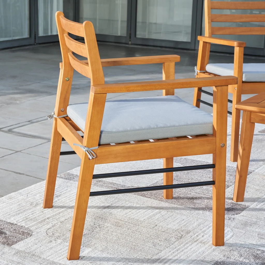 Light Wood Dining Chair with Metal Supports By Homeroots - Image 3
