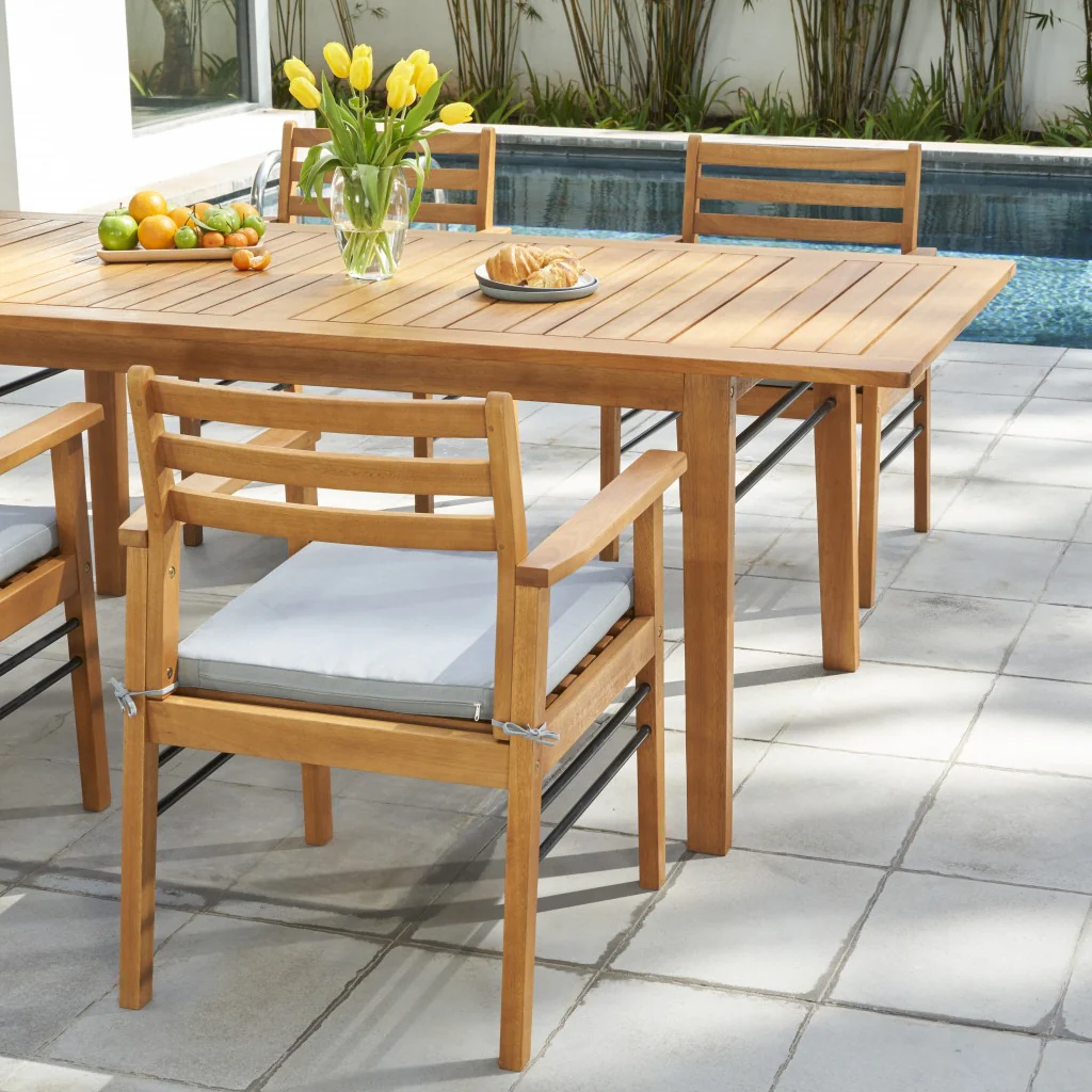Light Wood Dining Chair with Metal Supports By Homeroots - Image 4