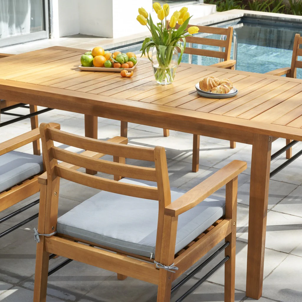 Light Wood Dining Chair with Metal Supports By Homeroots - Image 5