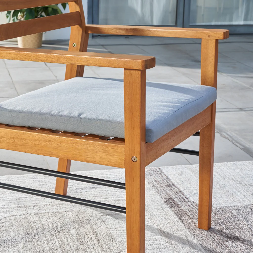 Light Wood Dining Chair with Metal Supports By Homeroots - Image 6