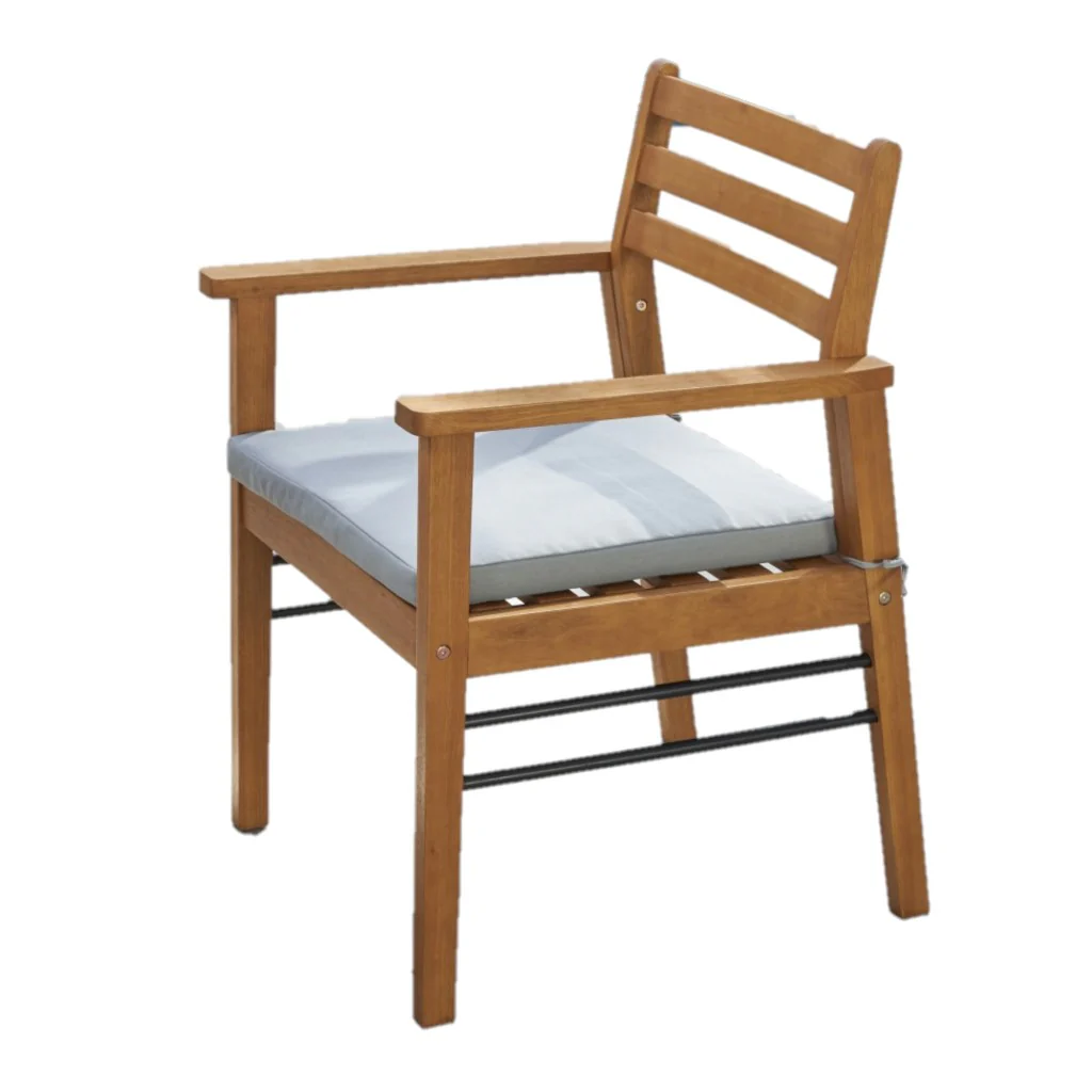 Light Wood Dining Chair with Metal Supports By Homeroots - Image 7