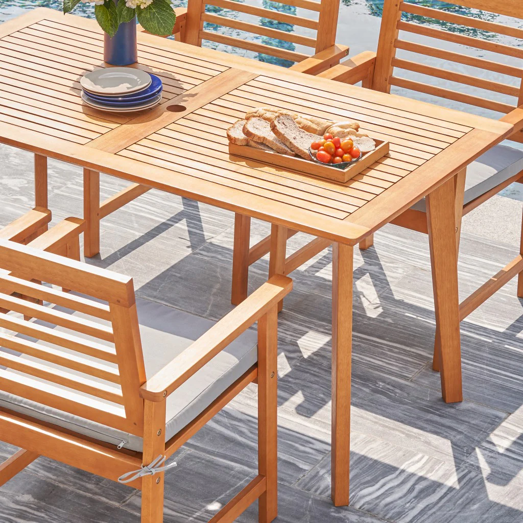 Light Wood Dining Table with Slatted Top By Homeroots - Image 3