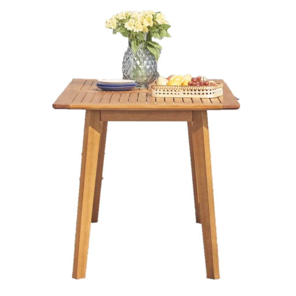 Light Wood Dining Table with Slatted Top By Homeroots - Image 4