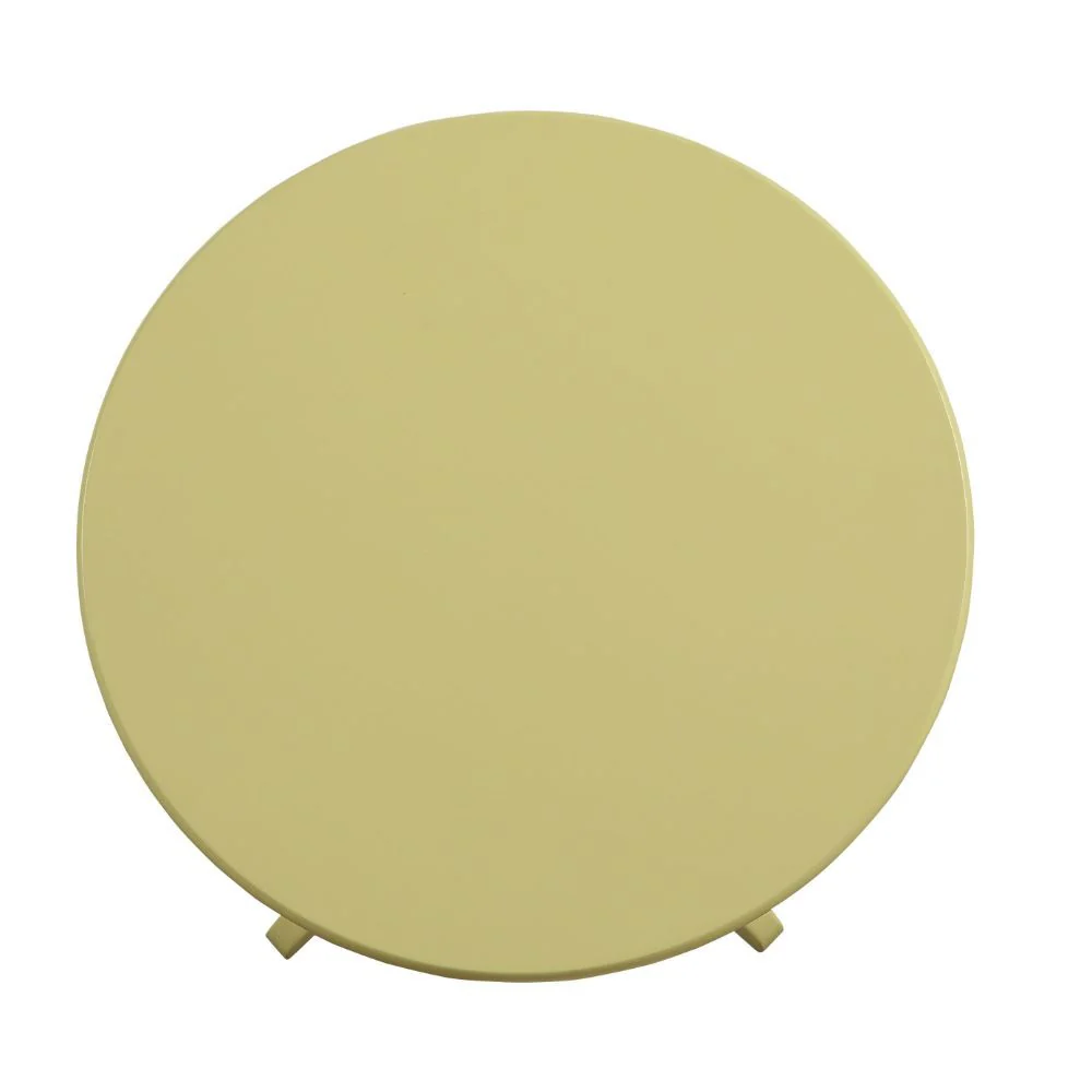 Light Yellow Solid Wooden Pedestal Side Table By Homeroots - Image 3