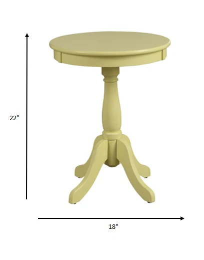 Light Yellow Solid Wooden Pedestal Side Table By Homeroots - Image 4