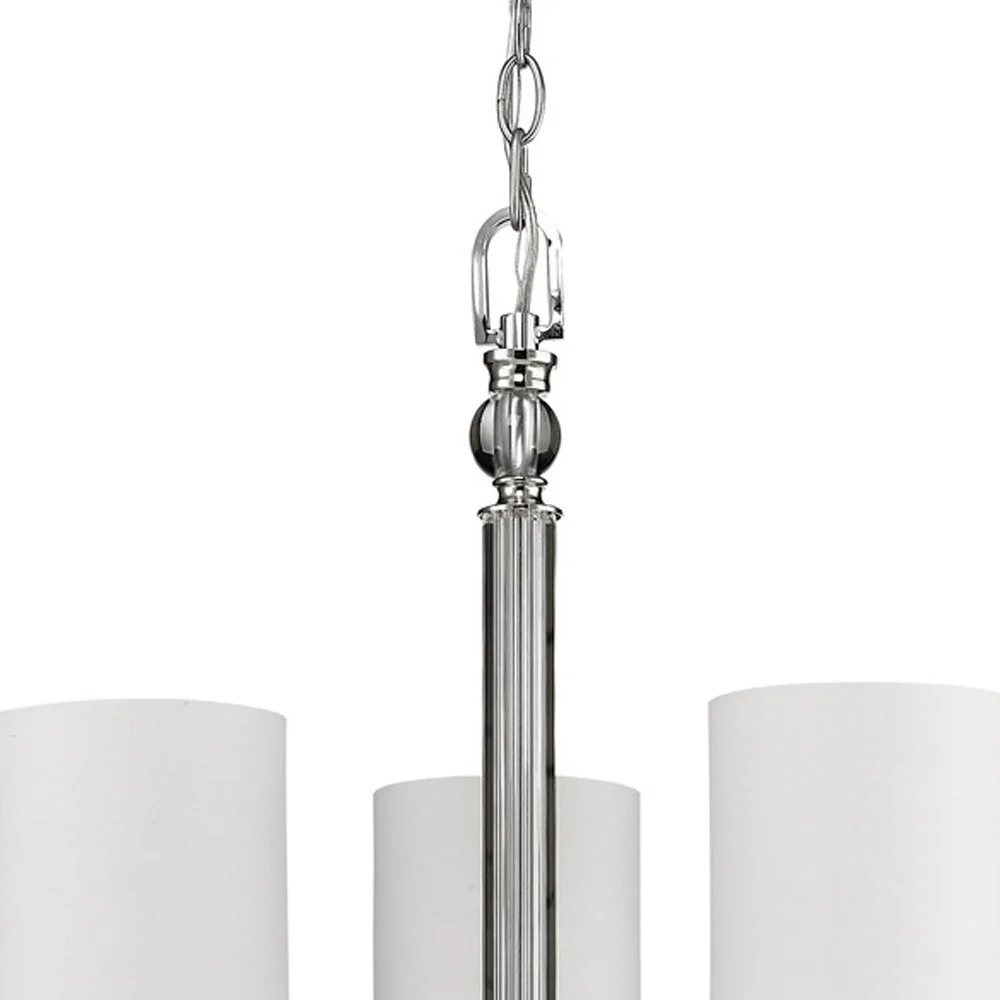 Lily 3-Light Polished Nickel Chandelier With Fabric Shades And Crystal Accents By Homeroots - Image 3