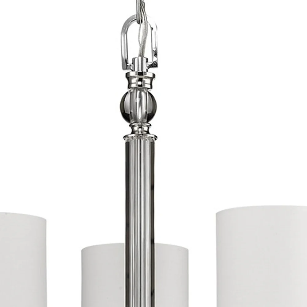 Lily 3-Light Polished Nickel Chandelier With Fabric Shades And Crystal Accents By Homeroots - Image 4