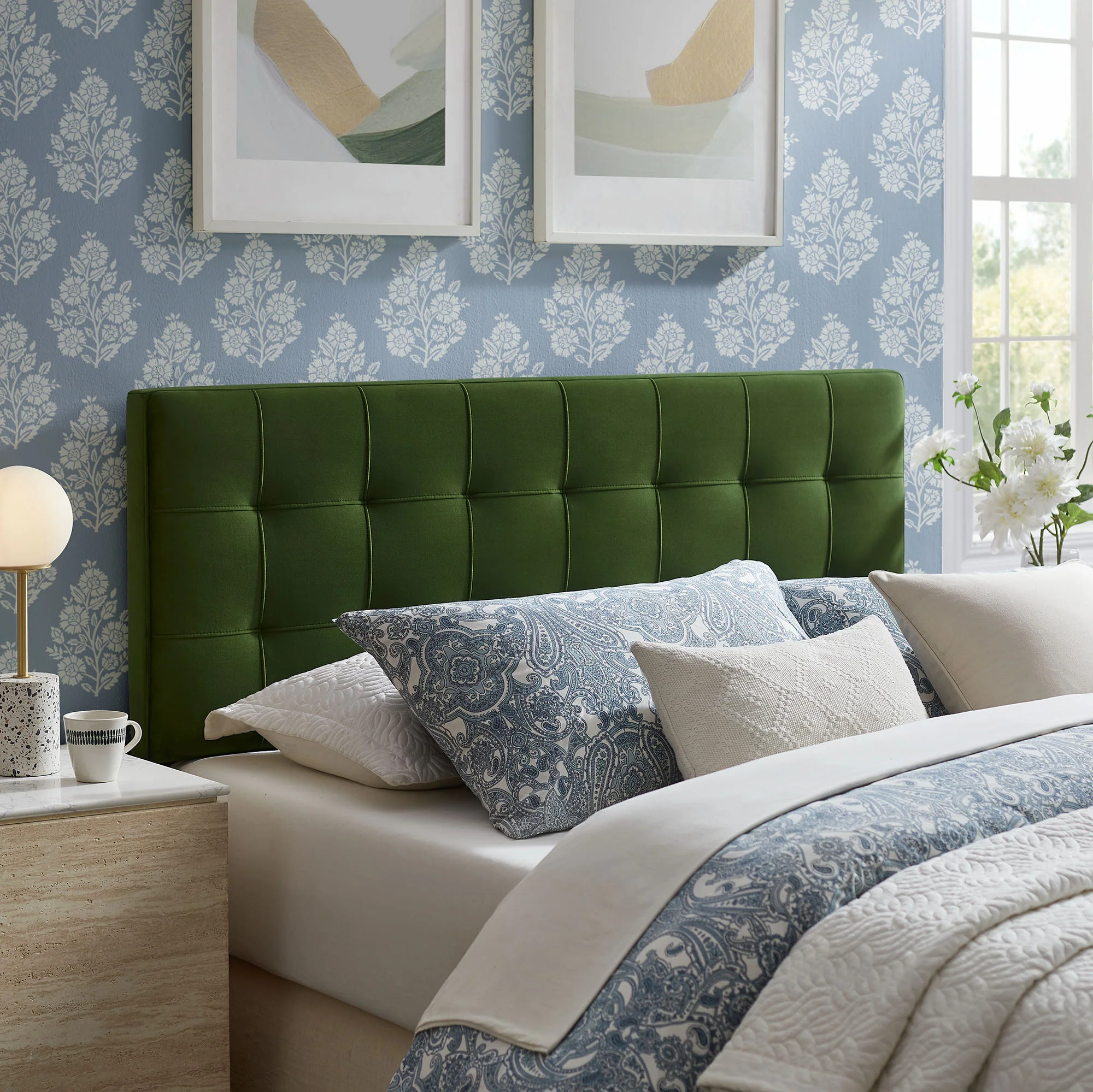Lily Stain-Resistant Performance Velvet Queen Size Headboard by Modway - Image 30