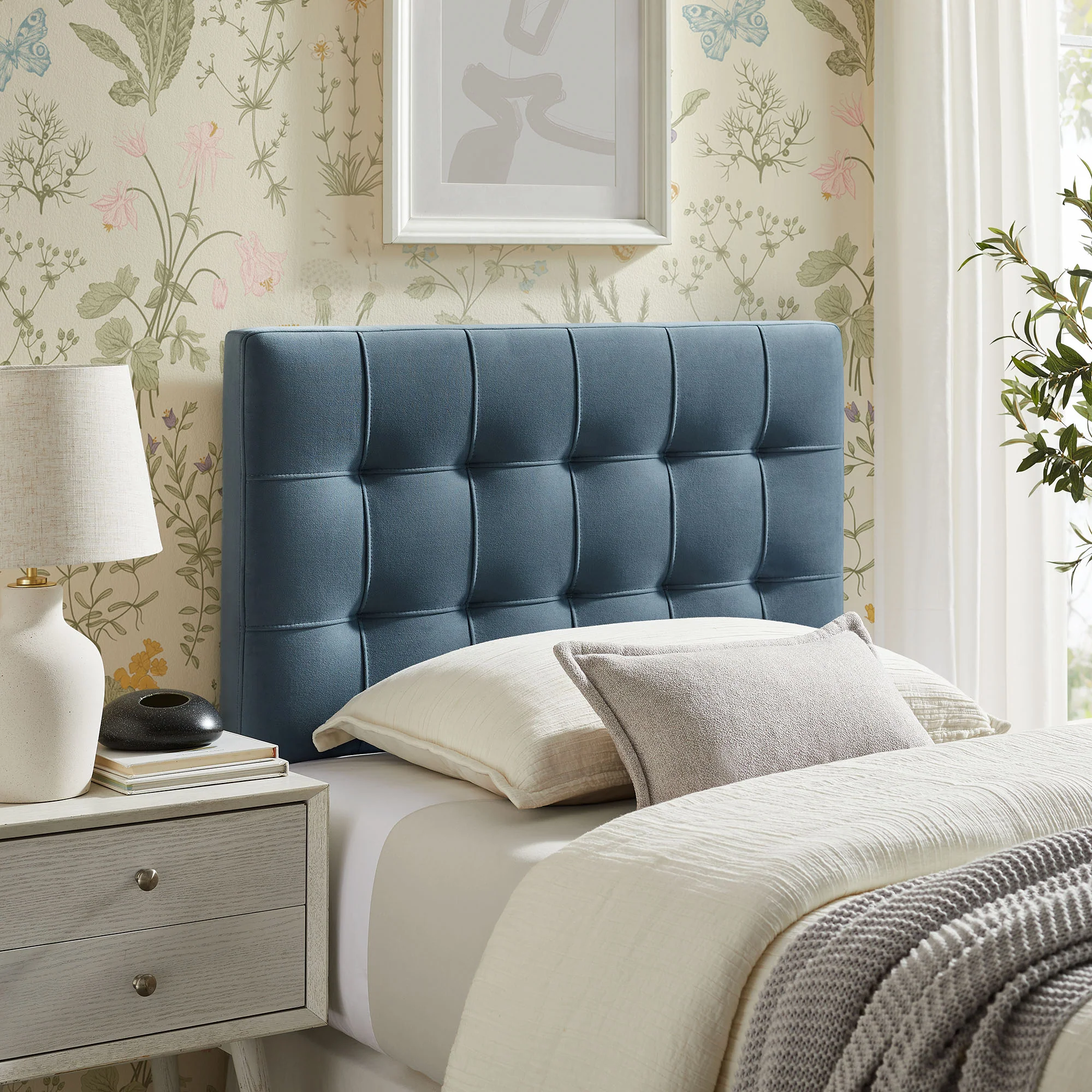 Lily Stain-Resistant Performance Velvet Twin Size Headboard by Modway - Image 14