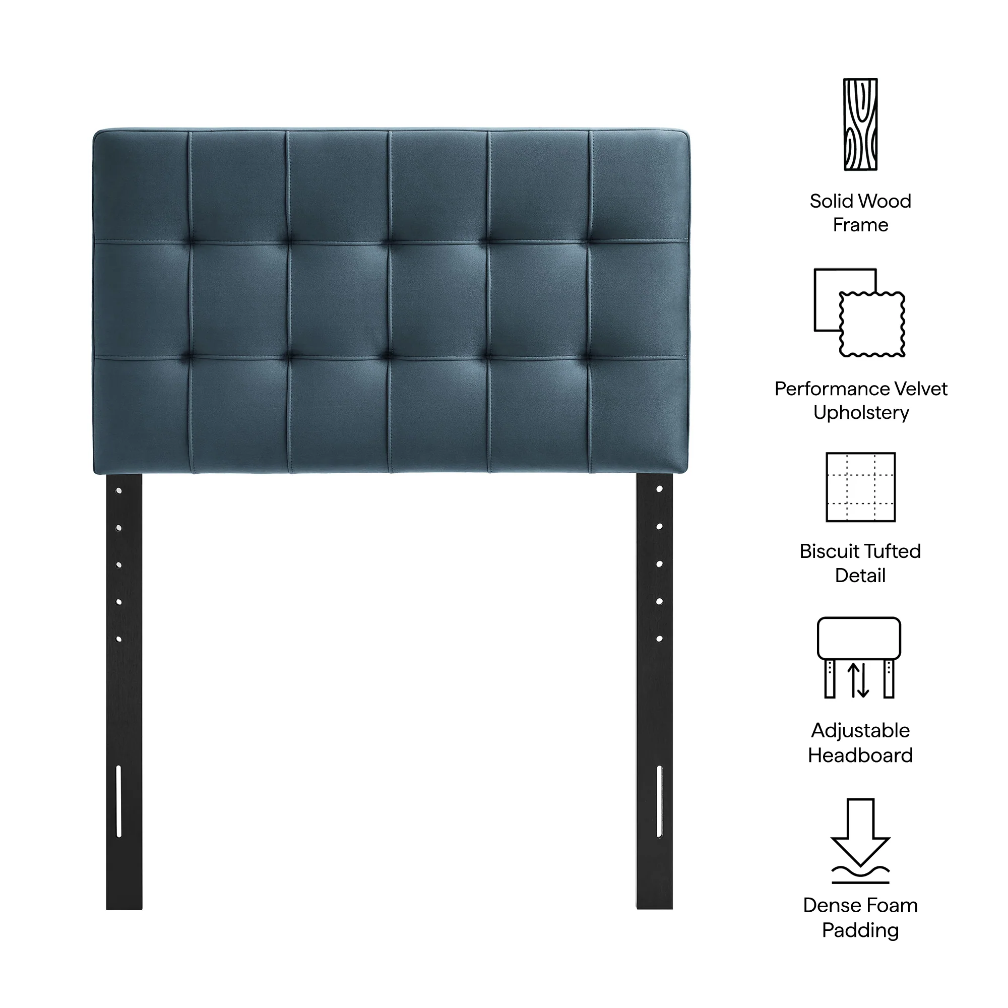 Lily Stain-Resistant Performance Velvet Twin Size Headboard by Modway - Image 15