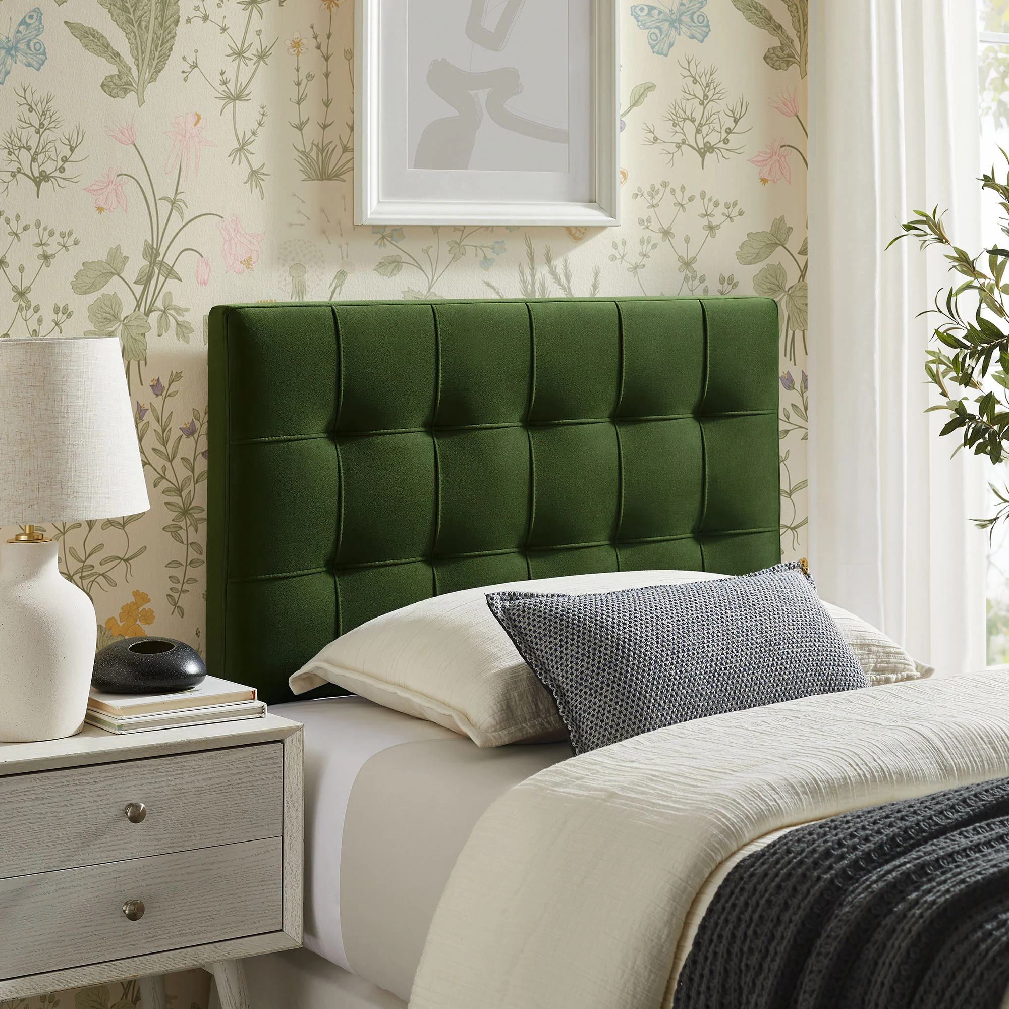 Lily Stain-Resistant Performance Velvet Twin Size Headboard by Modway - Image 30