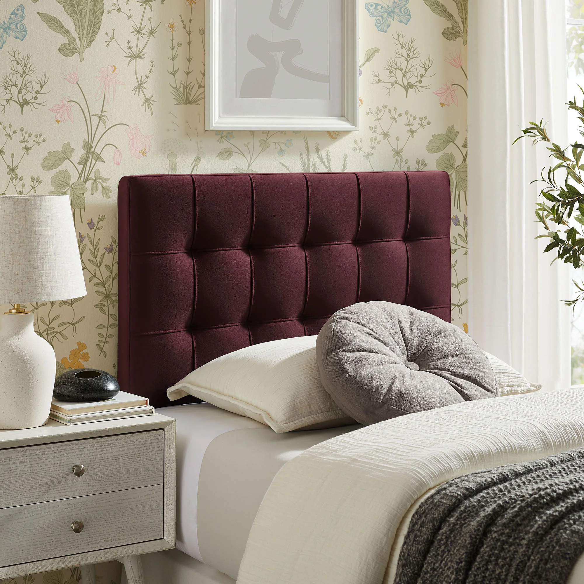 Lily Stain-Resistant Performance Velvet Twin Size Headboard by Modway - Image 38