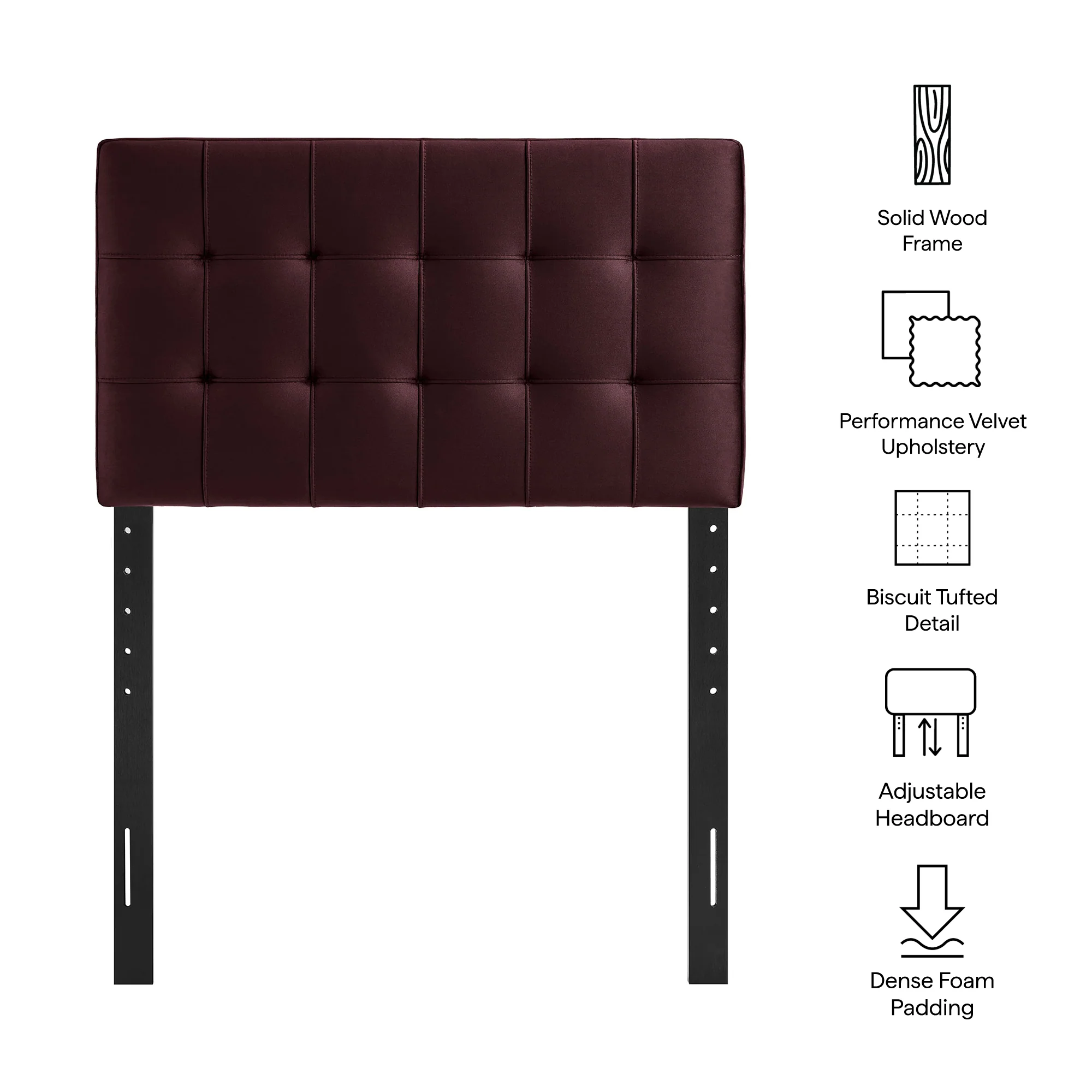 Lily Stain-Resistant Performance Velvet Twin Size Headboard by Modway - Image 39