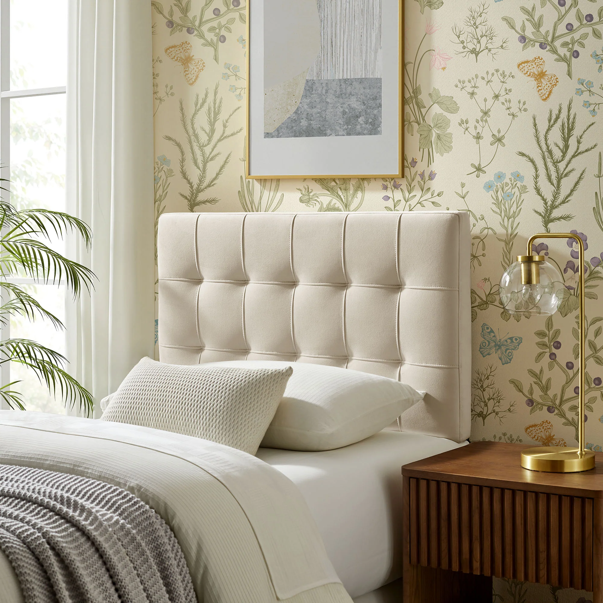Lily Stain-Resistant Performance Velvet Twin Size Headboard by Modway - Image 6
