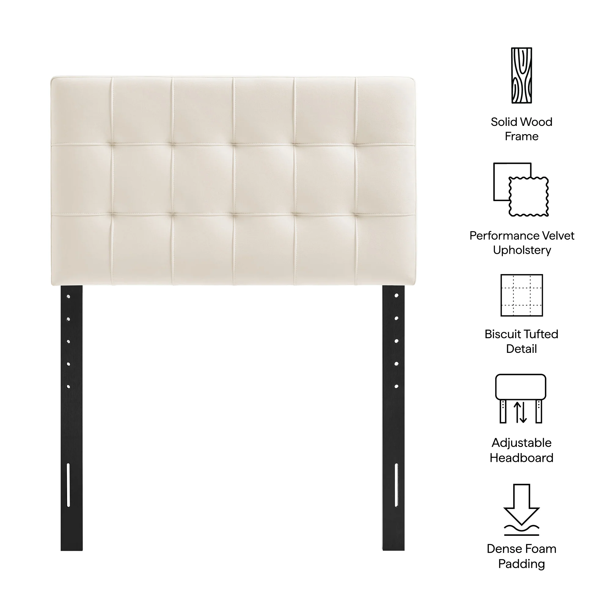 Lily Stain-Resistant Performance Velvet Twin Size Headboard by Modway - Image 7