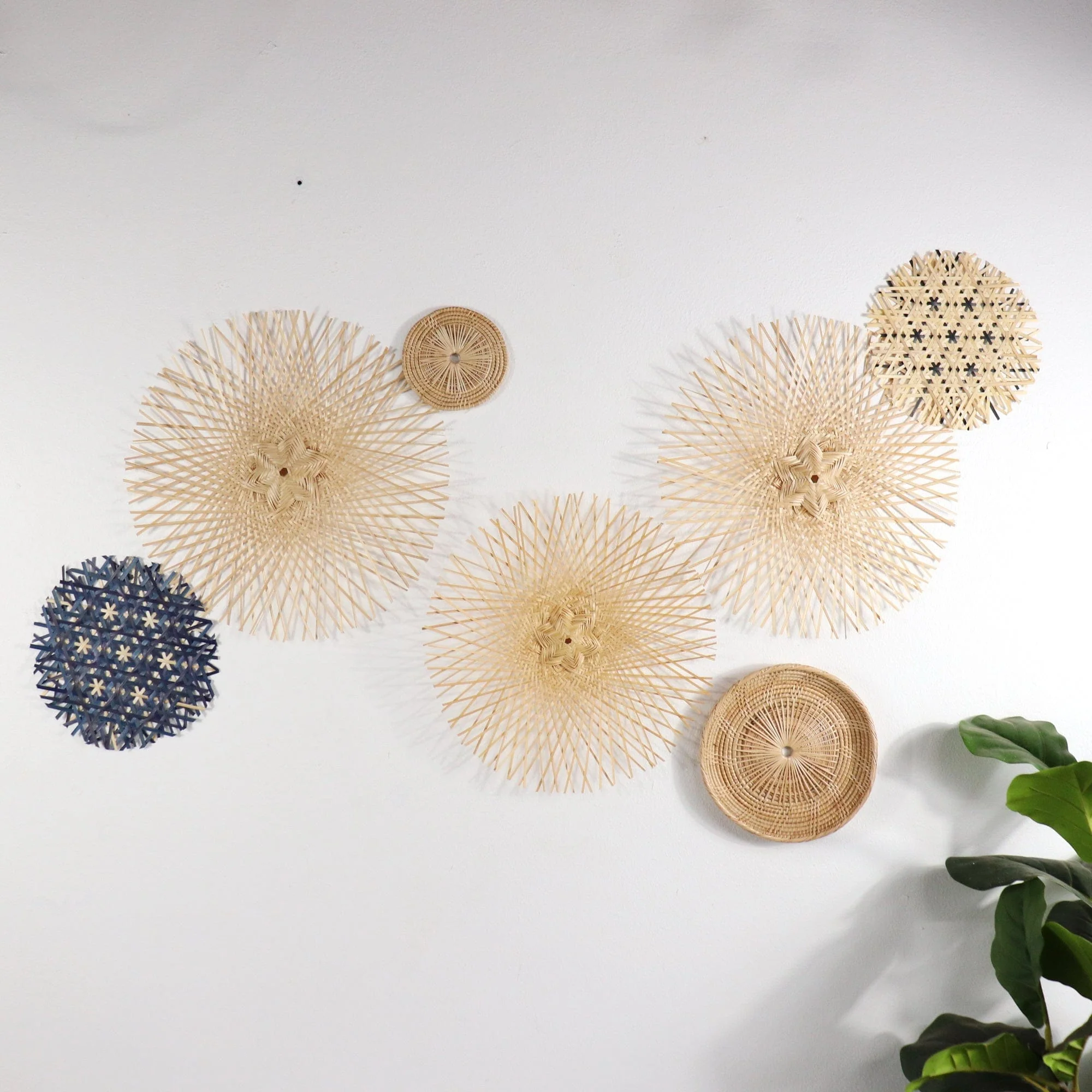 Lin La Da - Bamboo And Rattan Wall Hanging Decor Set Of 7 By Thaihome - Image 5