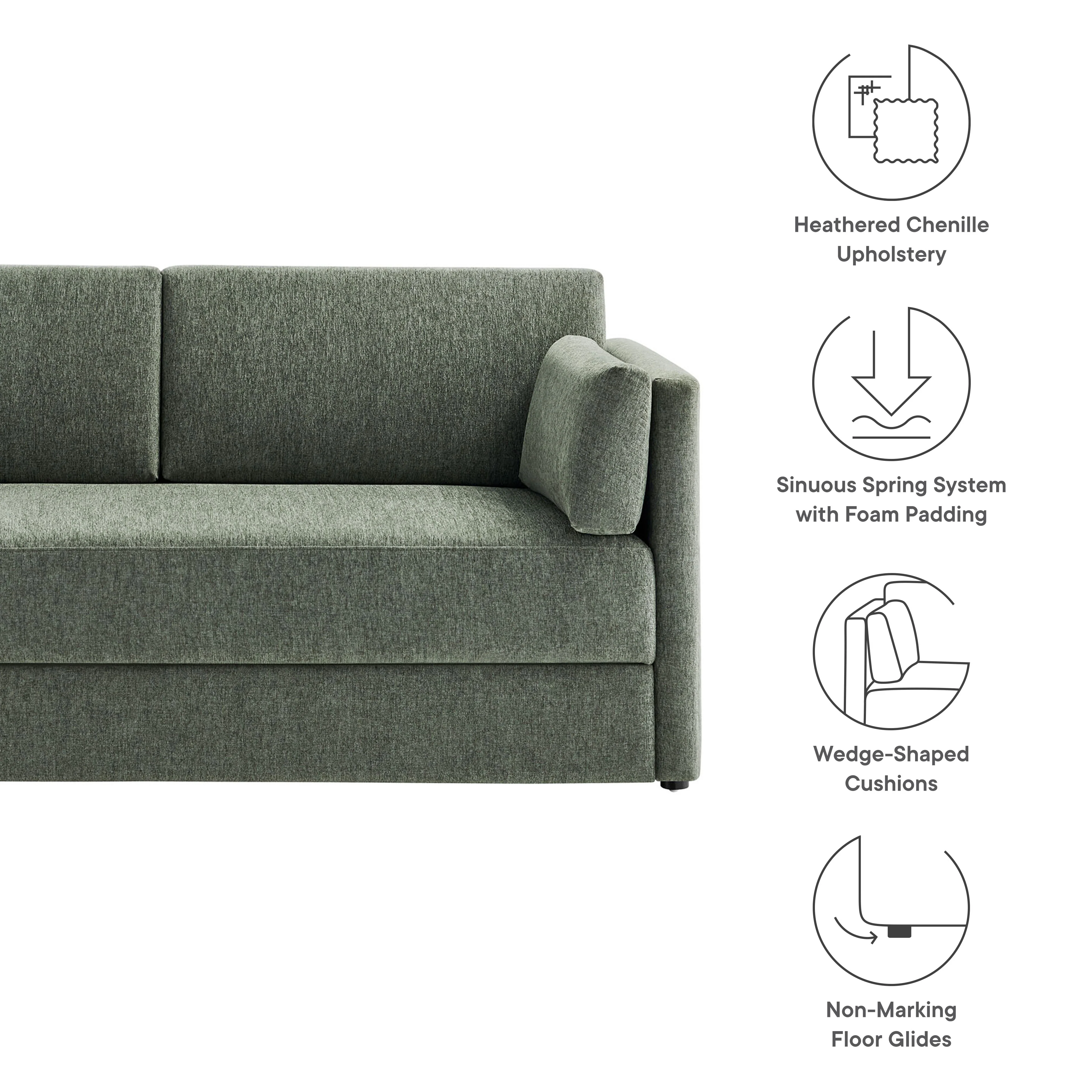 Linden Upholstered Heathered Chenille Sofa by Modway - Image 17