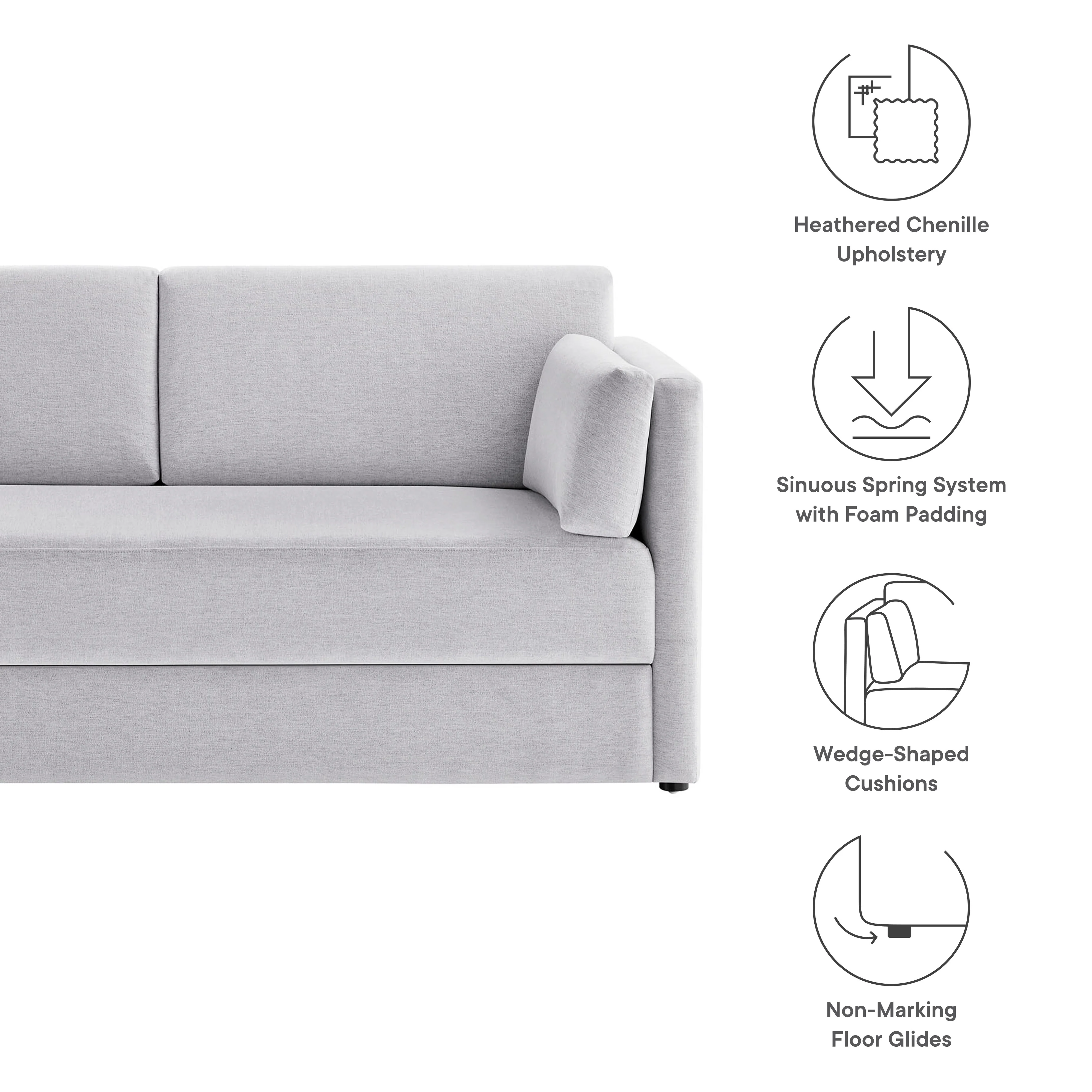 Linden Upholstered Heathered Chenille Sofa by Modway - Image 26