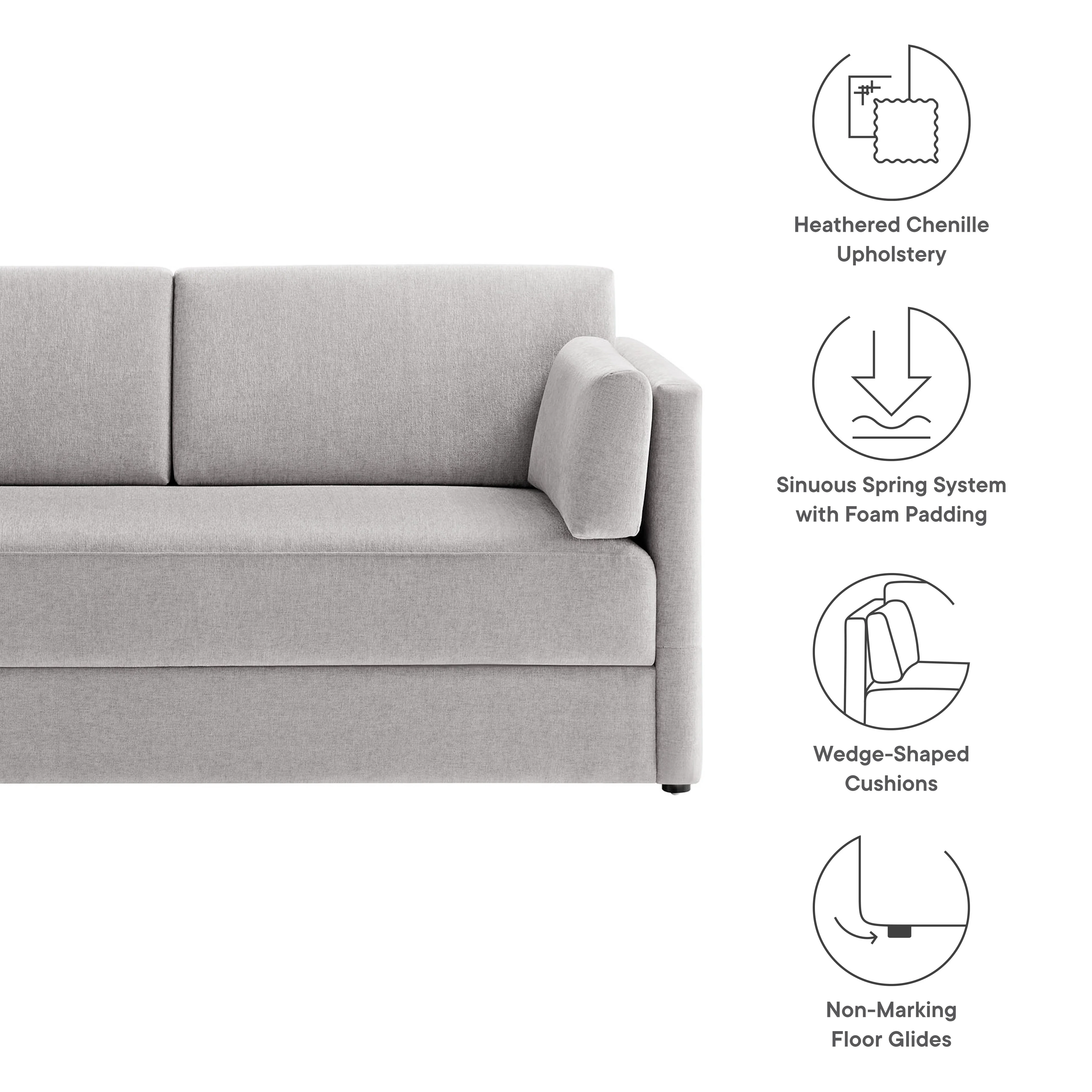 Linden Upholstered Heathered Chenille Sofa by Modway - Image 35