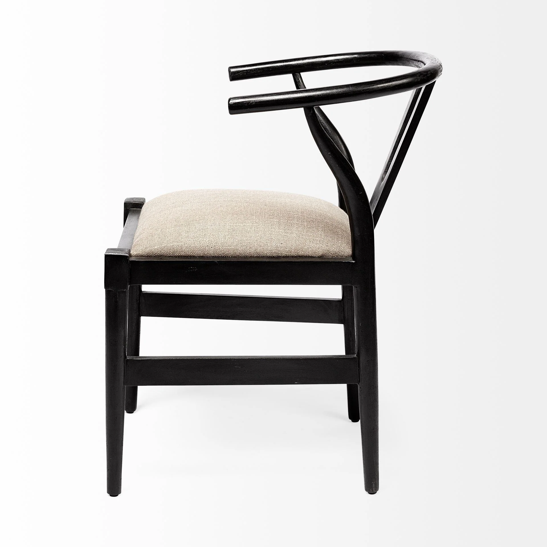 Linen Seat With Black Wooden Base Dining Chair By Homeroots - Image 3