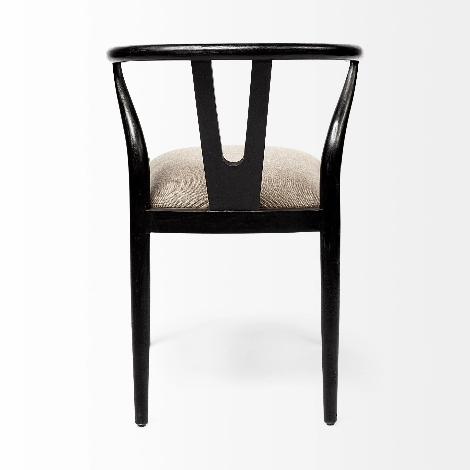 Linen Seat With Black Wooden Base Dining Chair By Homeroots - Image 4