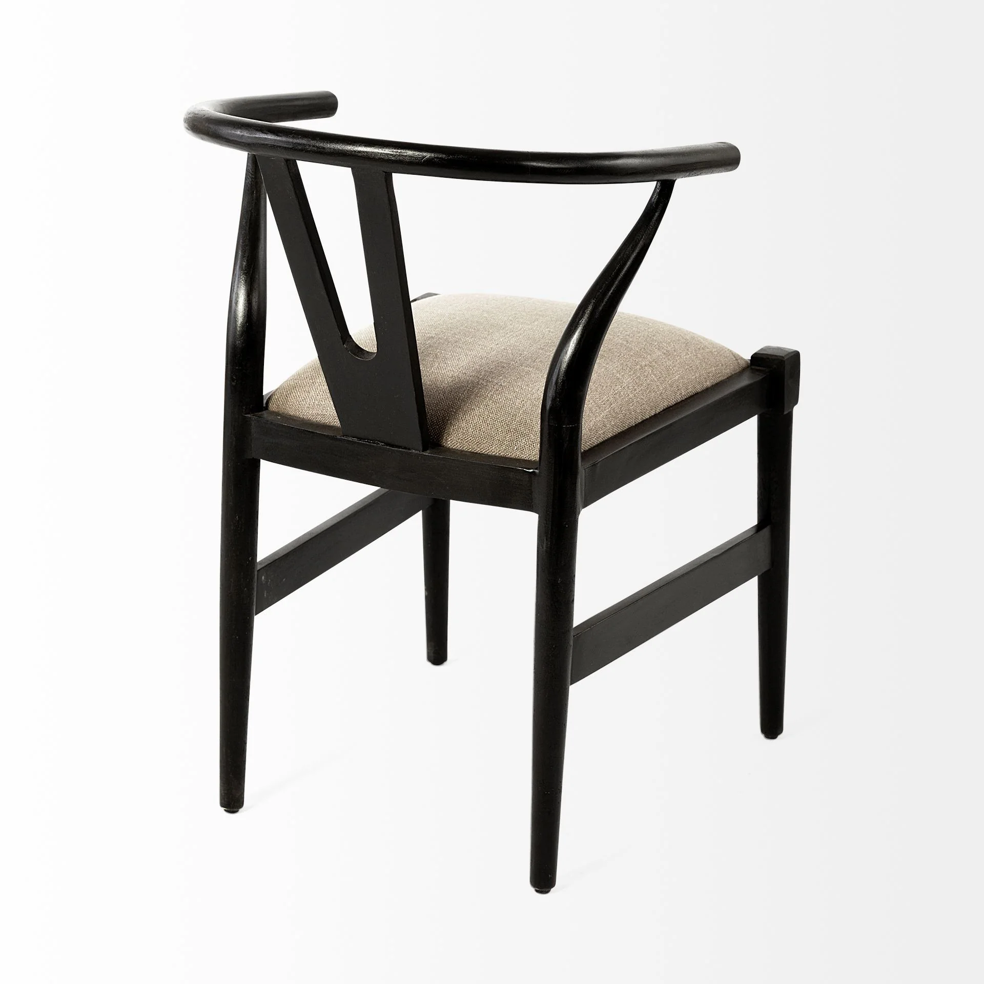 Linen Seat With Black Wooden Base Dining Chair By Homeroots - Image 5