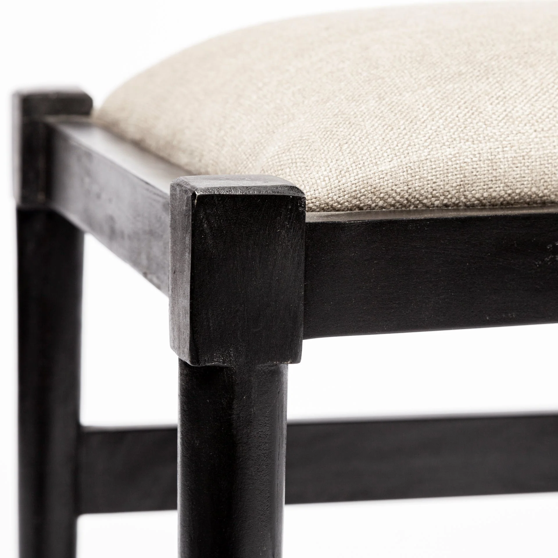Linen Seat With Black Wooden Base Dining Chair By Homeroots - Image 8