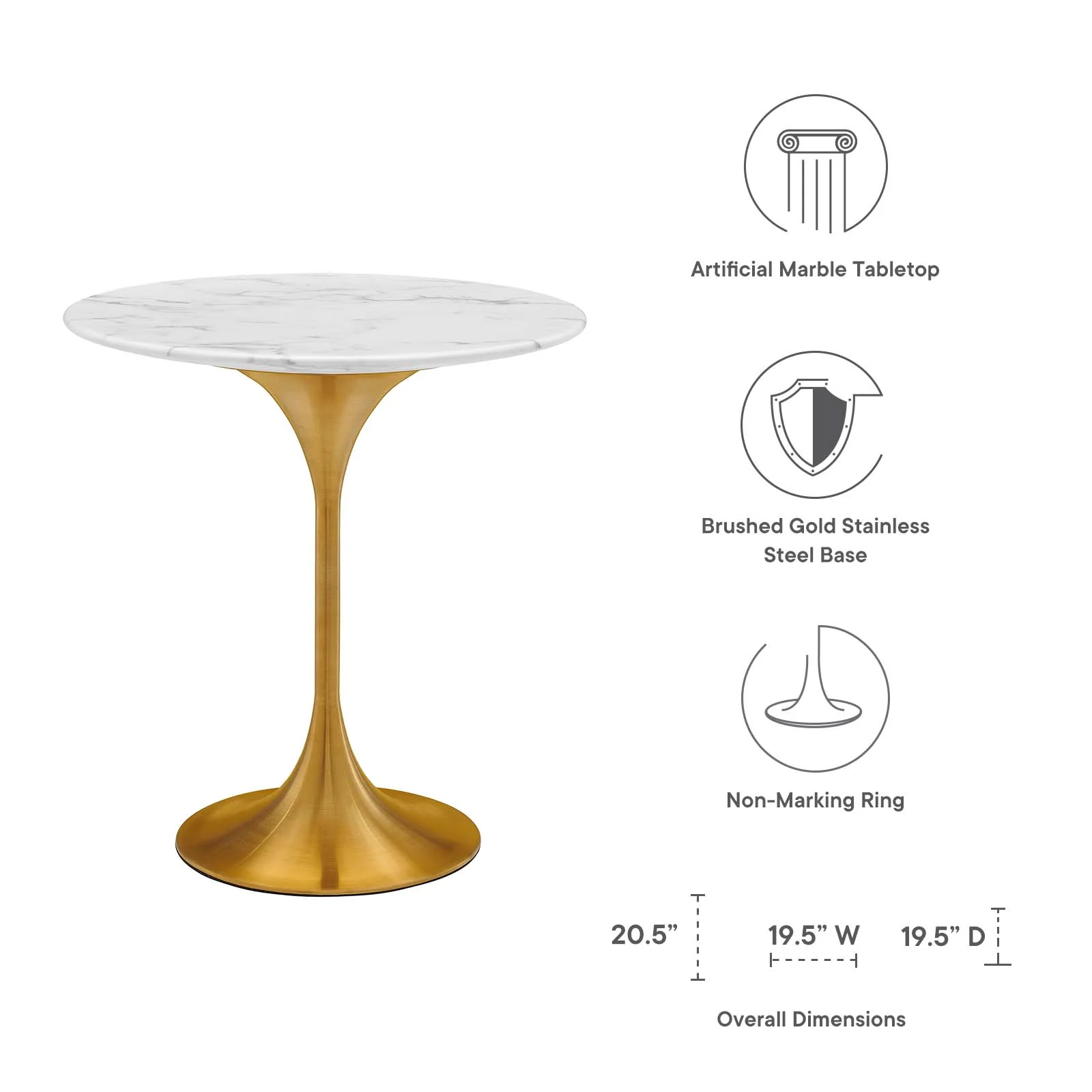 Lippa 20" Round Artificial Marble Side Table By Modway - EEI-5685 - Image 5