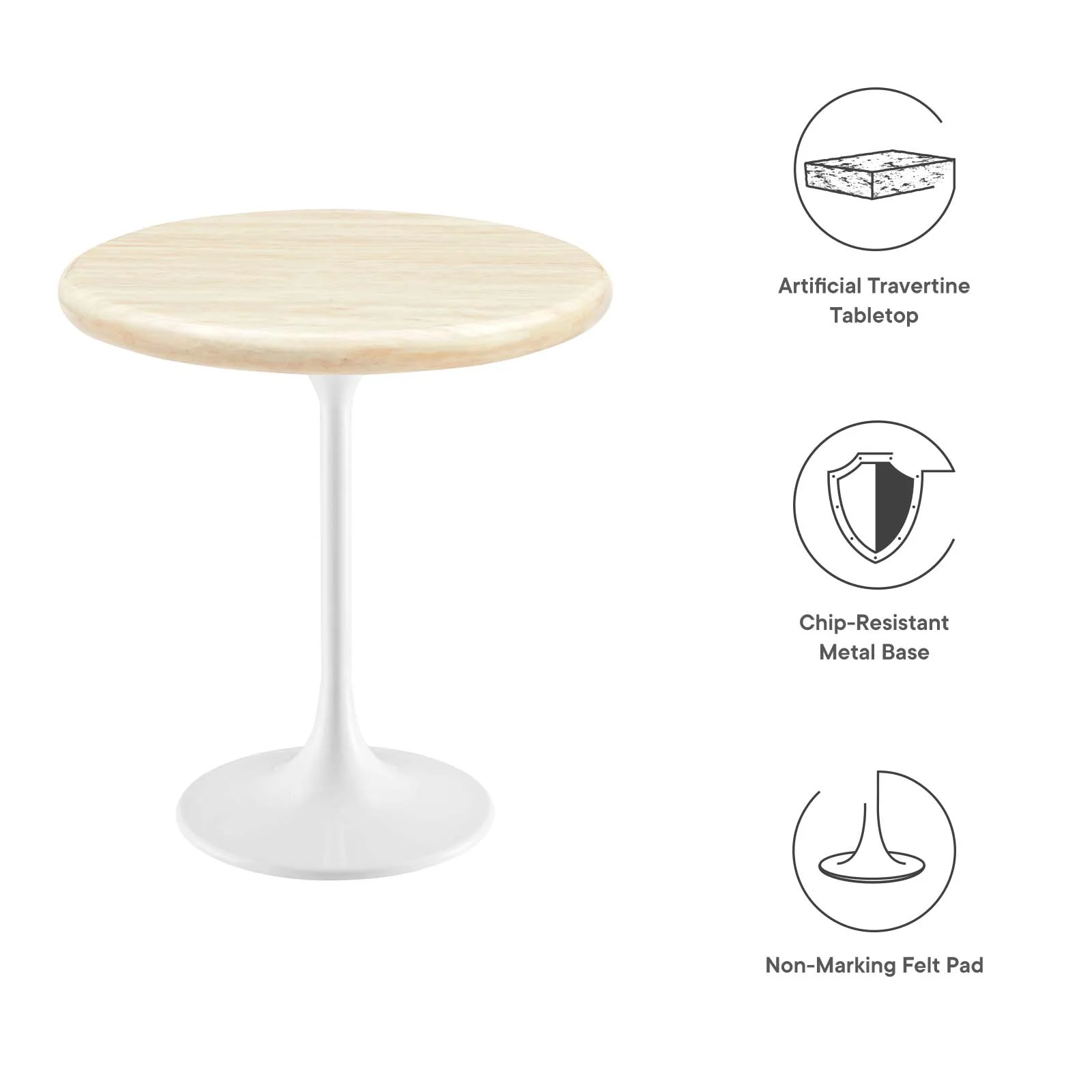 Lippa 20" Round Artificial Travertine  Side Table By Modway - EEI-6745 - Image 5