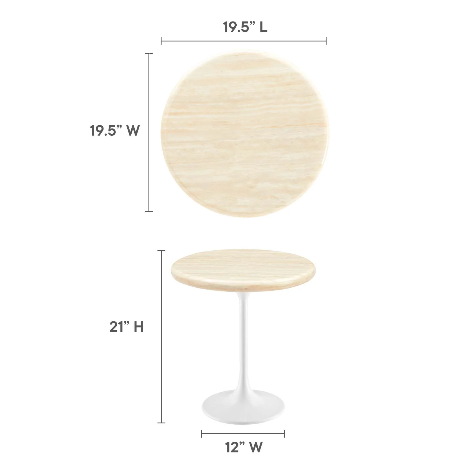 Lippa 20" Round Artificial Travertine  Side Table By Modway - EEI-6745 - Image 6